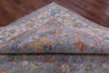 Grey Square Heriz Serapi Hand Knotted Wool Rug - 9' 1" X 9' 1" - Golden Nile