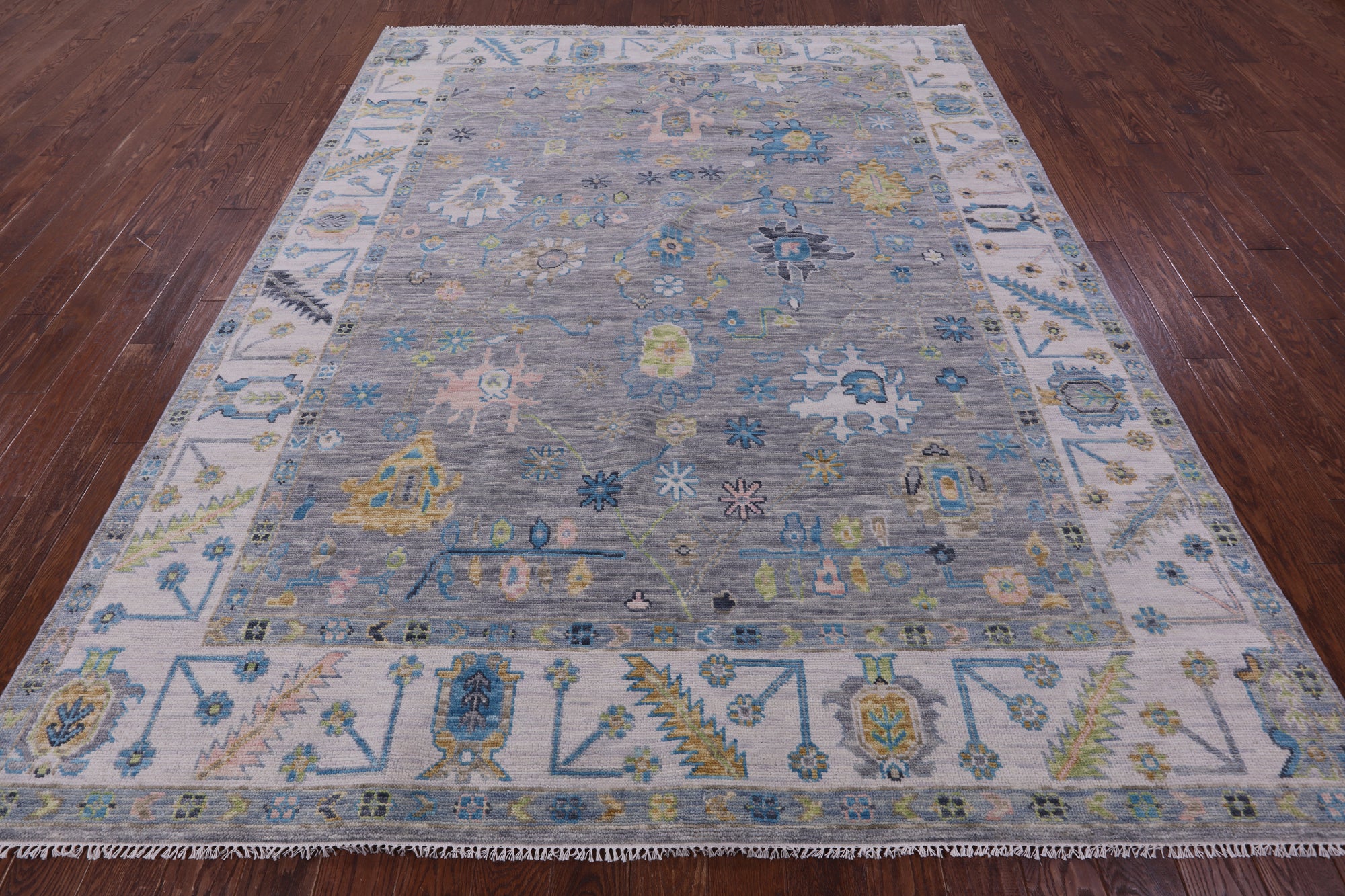 Grey Turkish Oushak Hand Knotted Wool Rug - 8' 3" X 10' 3" - Golden Nile