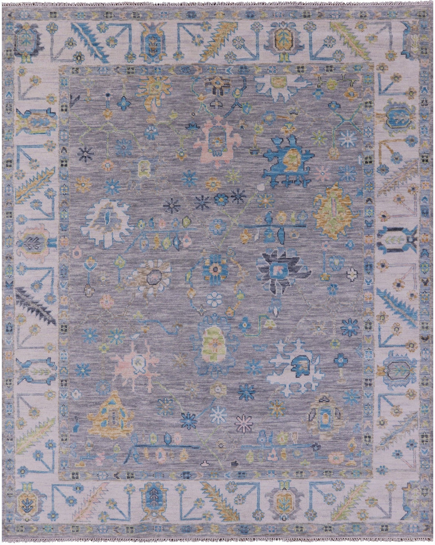 Grey Turkish Oushak Hand Knotted Wool Rug - 8' 3" X 10' 3" - Golden Nile