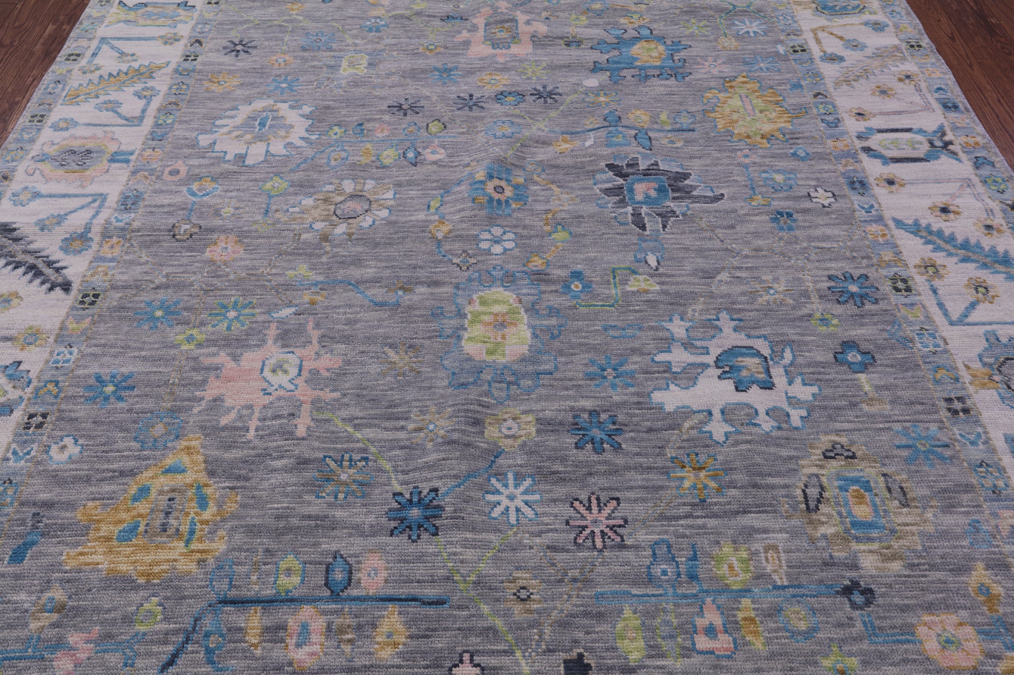 Grey Turkish Oushak Hand Knotted Wool Rug - 8' 3" X 10' 3" - Golden Nile