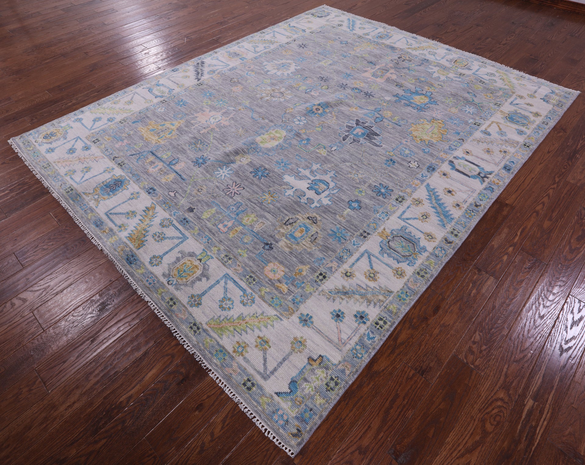 Grey Turkish Oushak Hand Knotted Wool Rug - 8' 3" X 10' 3" - Golden Nile