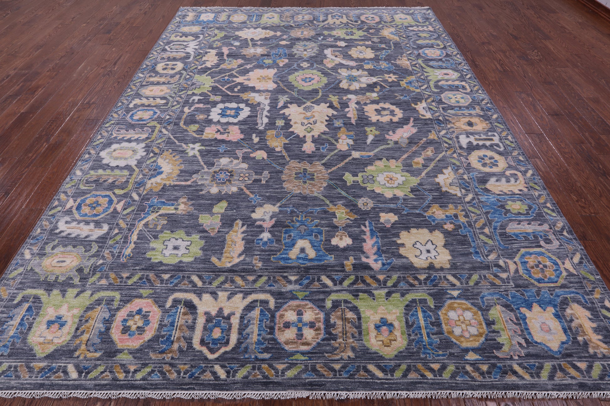 Grey Turkish Oushak Hand Knotted Wool Rug - 9' 3" X 12' 0" - Golden Nile