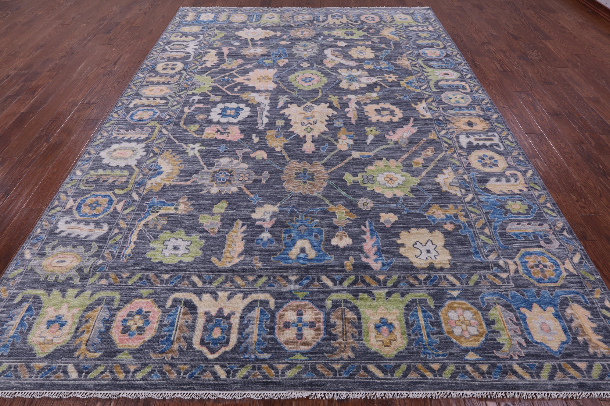 Grey Turkish Oushak Hand Knotted Wool Rug - 9' 3" X 12' 0" - Golden Nile