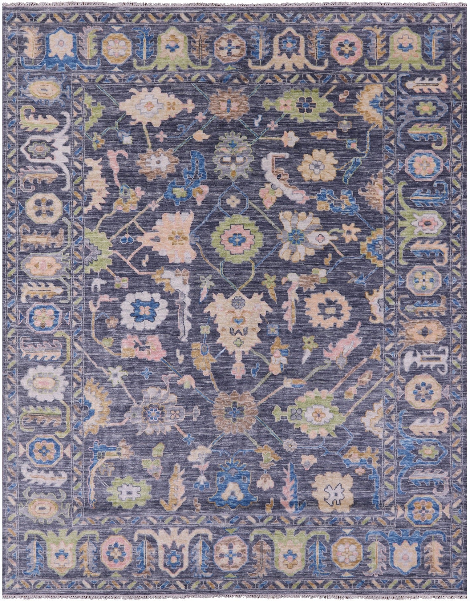 Grey Turkish Oushak Hand Knotted Wool Rug - 9' 3" X 12' 0" - Golden Nile