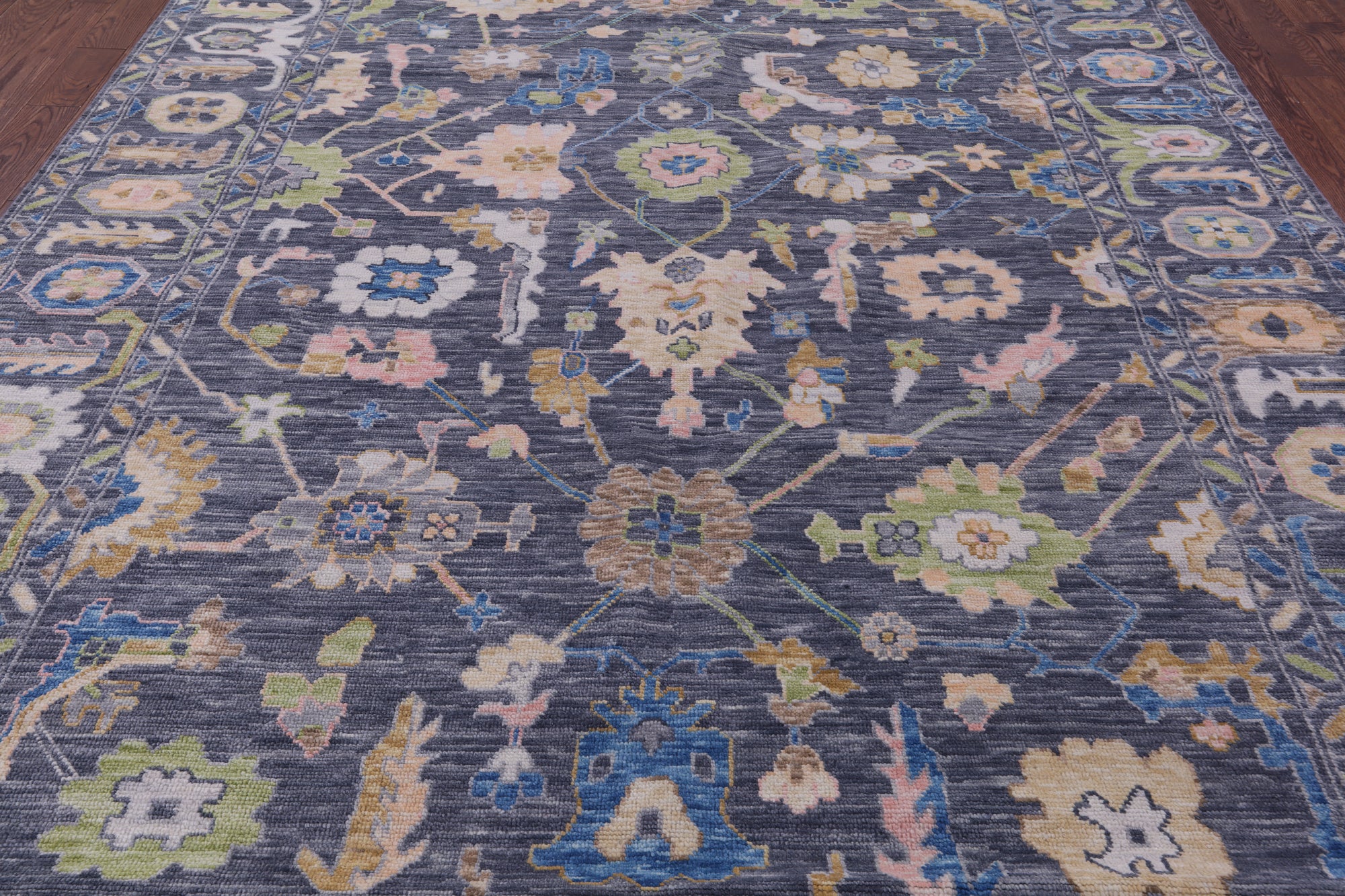 Grey Turkish Oushak Hand Knotted Wool Rug - 9' 3" X 12' 0" - Golden Nile