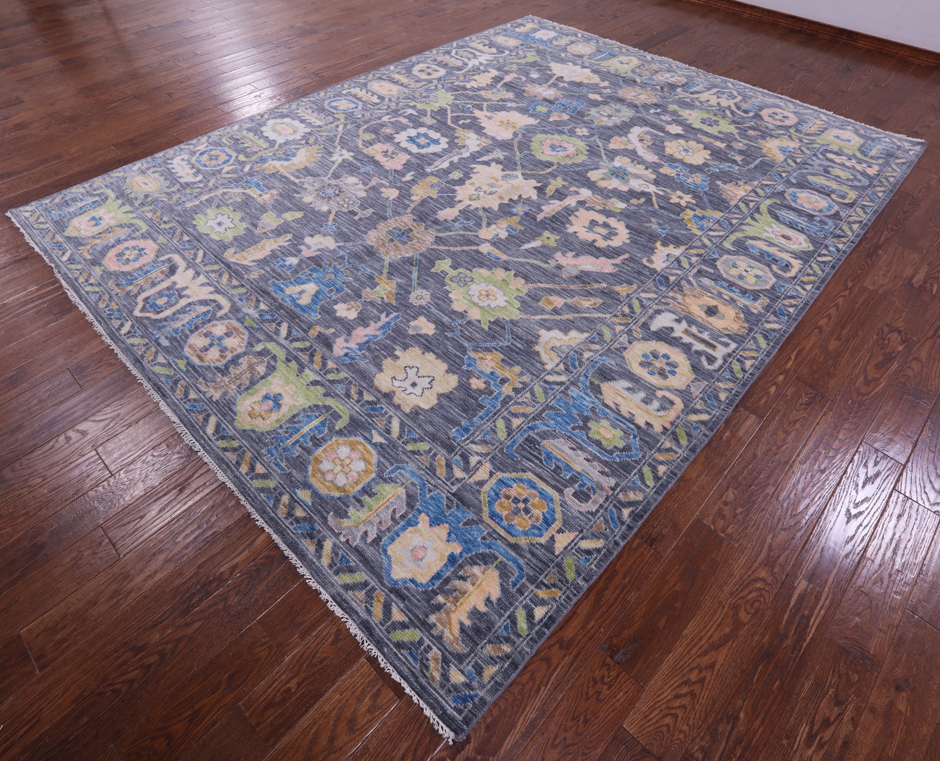 Grey Turkish Oushak Hand Knotted Wool Rug - 9' 3" X 12' 0" - Golden Nile