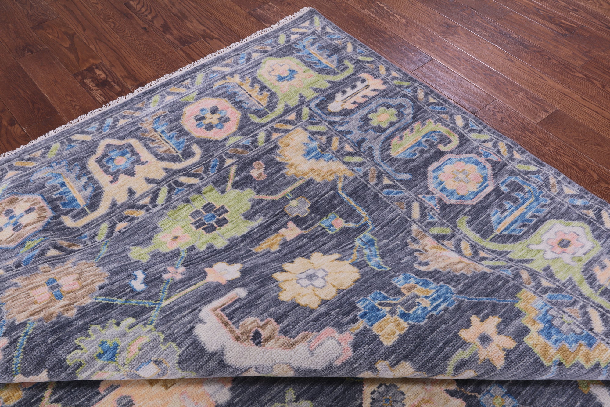 Grey Turkish Oushak Hand Knotted Wool Rug - 9' 3" X 12' 0" - Golden Nile