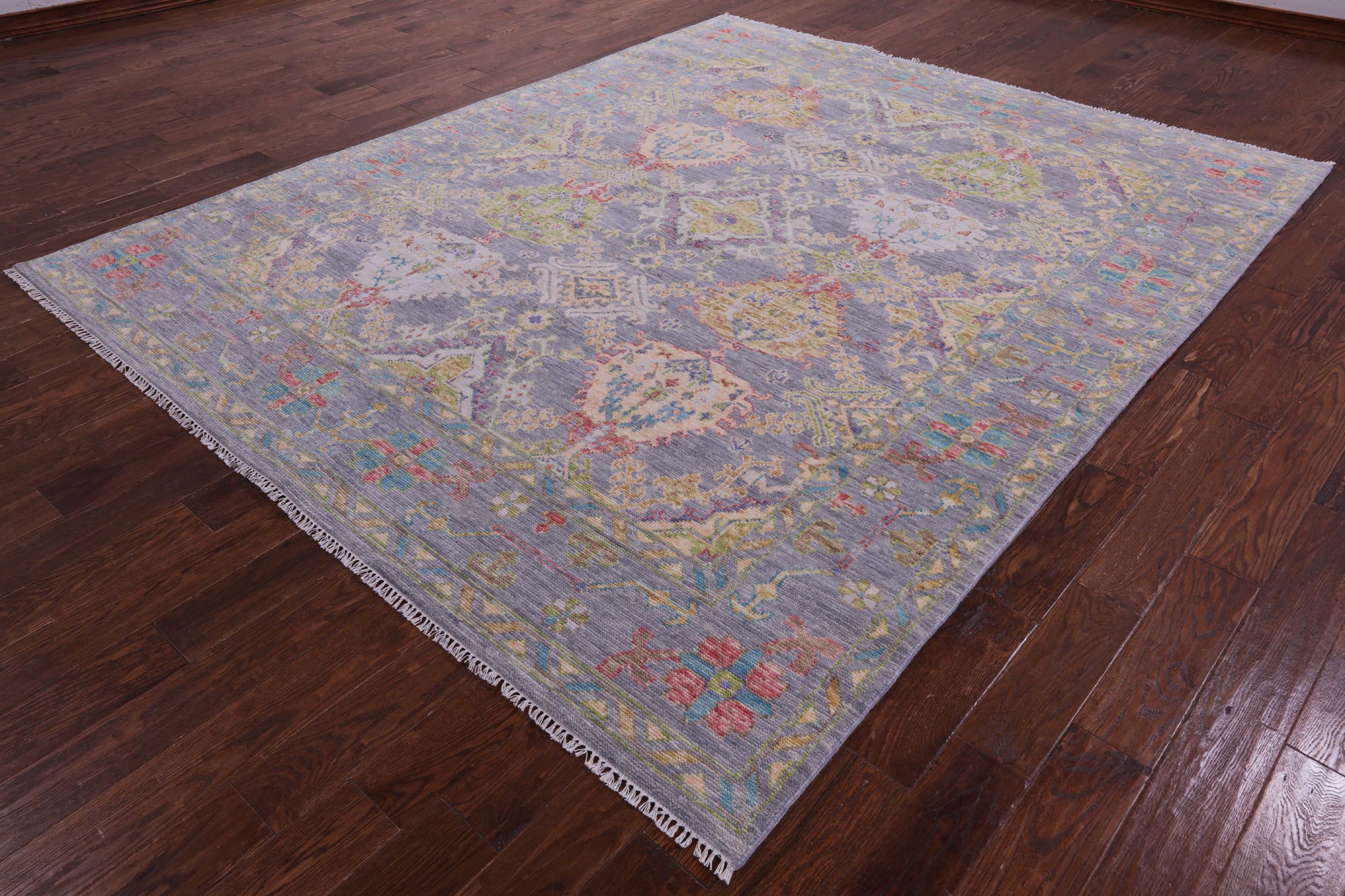 Grey Turkish Oushak Hand Knotted Wool Rug - 8' 1" X 10' 0" - Golden Nile