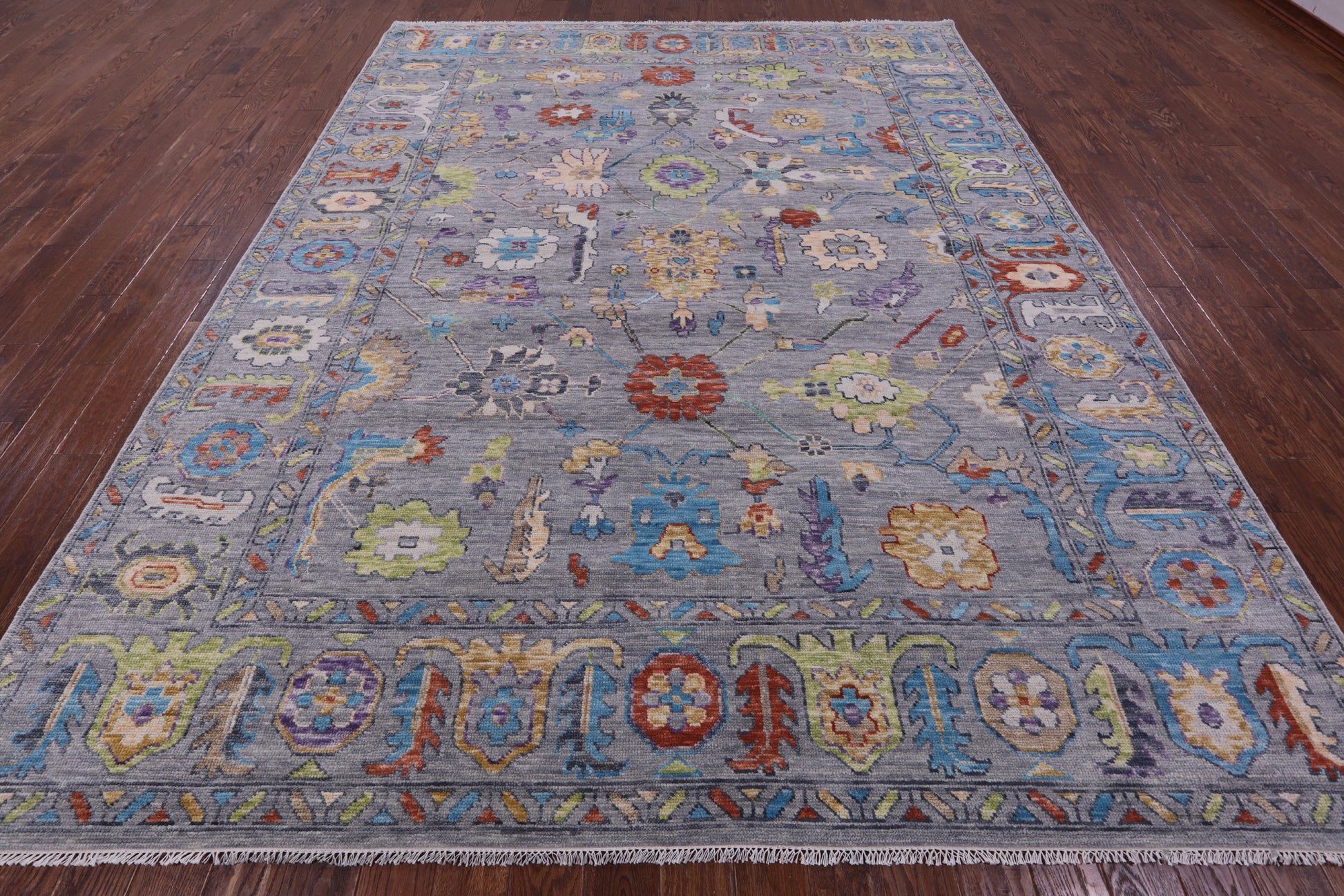 Grey Turkish Oushak Handmade Wool Rug - 9' 3" X 11' 11" - Golden Nile
