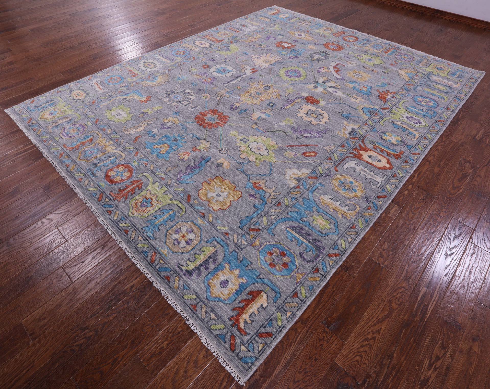 Grey Turkish Oushak Handmade Wool Rug - 9' 3" X 11' 11" - Golden Nile