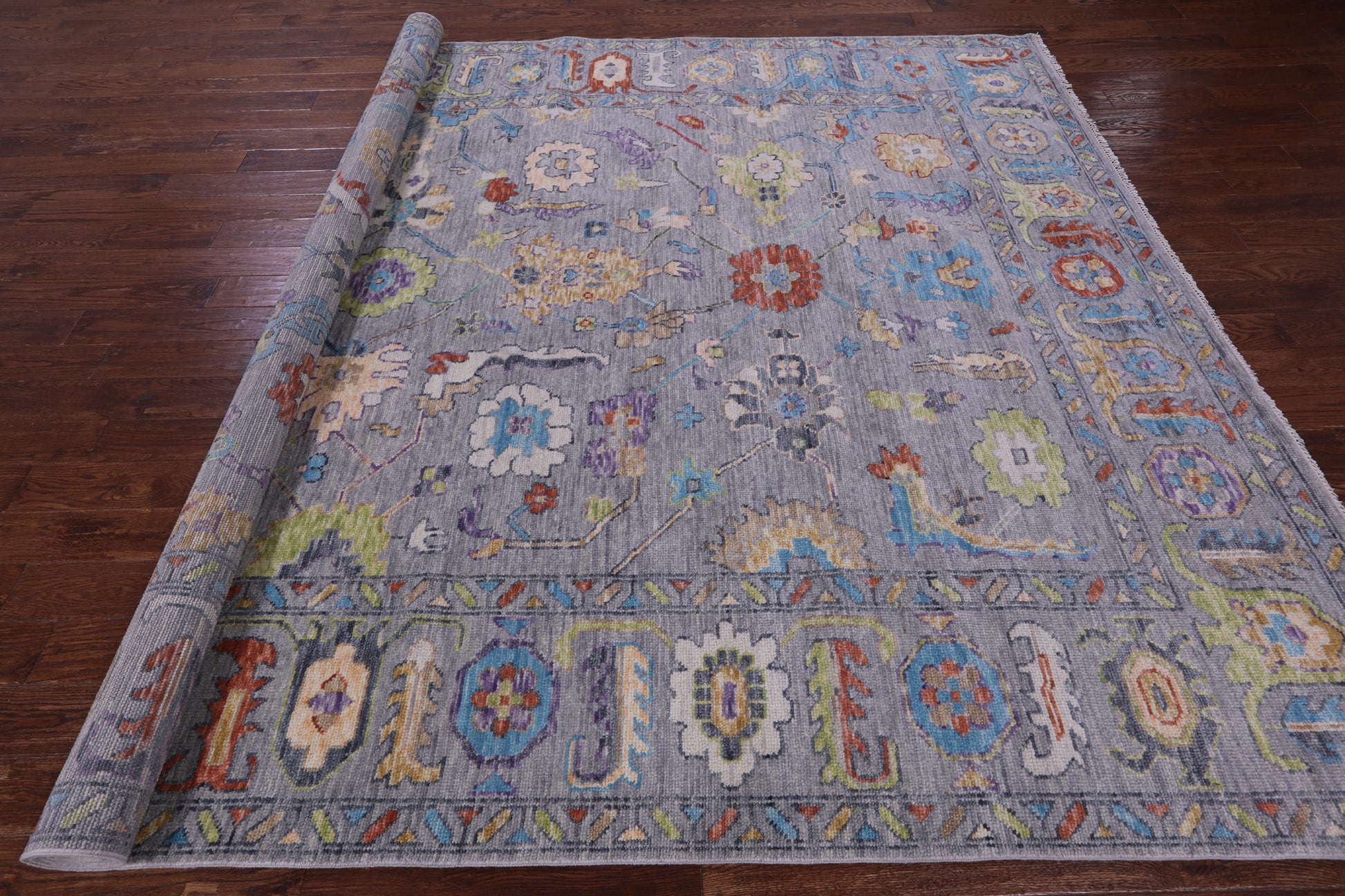 Grey Turkish Oushak Handmade Wool Rug - 9' 3" X 11' 11" - Golden Nile