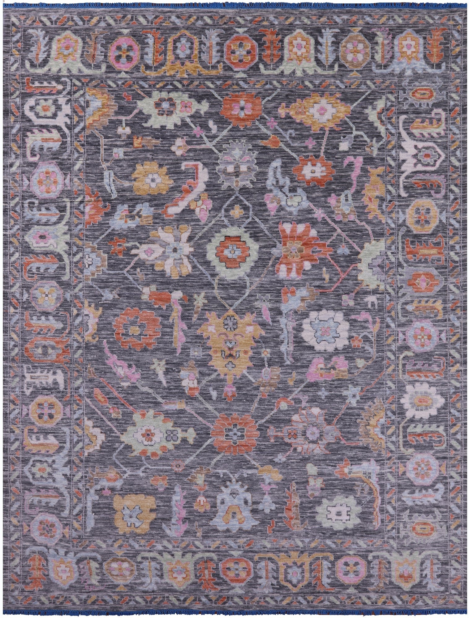 Grey Turkish Oushak Hand Knotted Wool Rug - 8' 11" X 12' 1" - Golden Nile