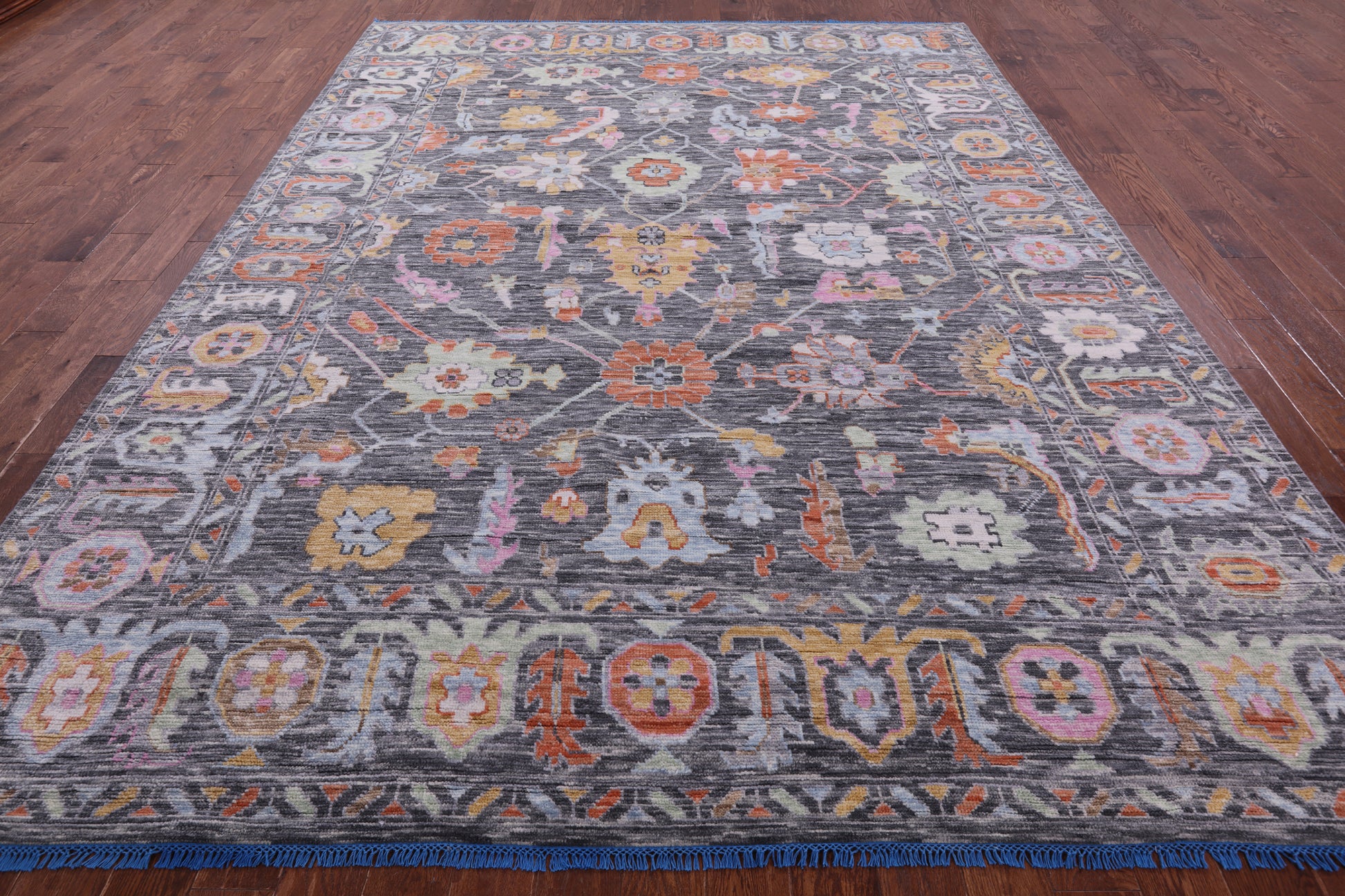 Grey Turkish Oushak Hand Knotted Wool Rug - 8' 11" X 12' 1" - Golden Nile