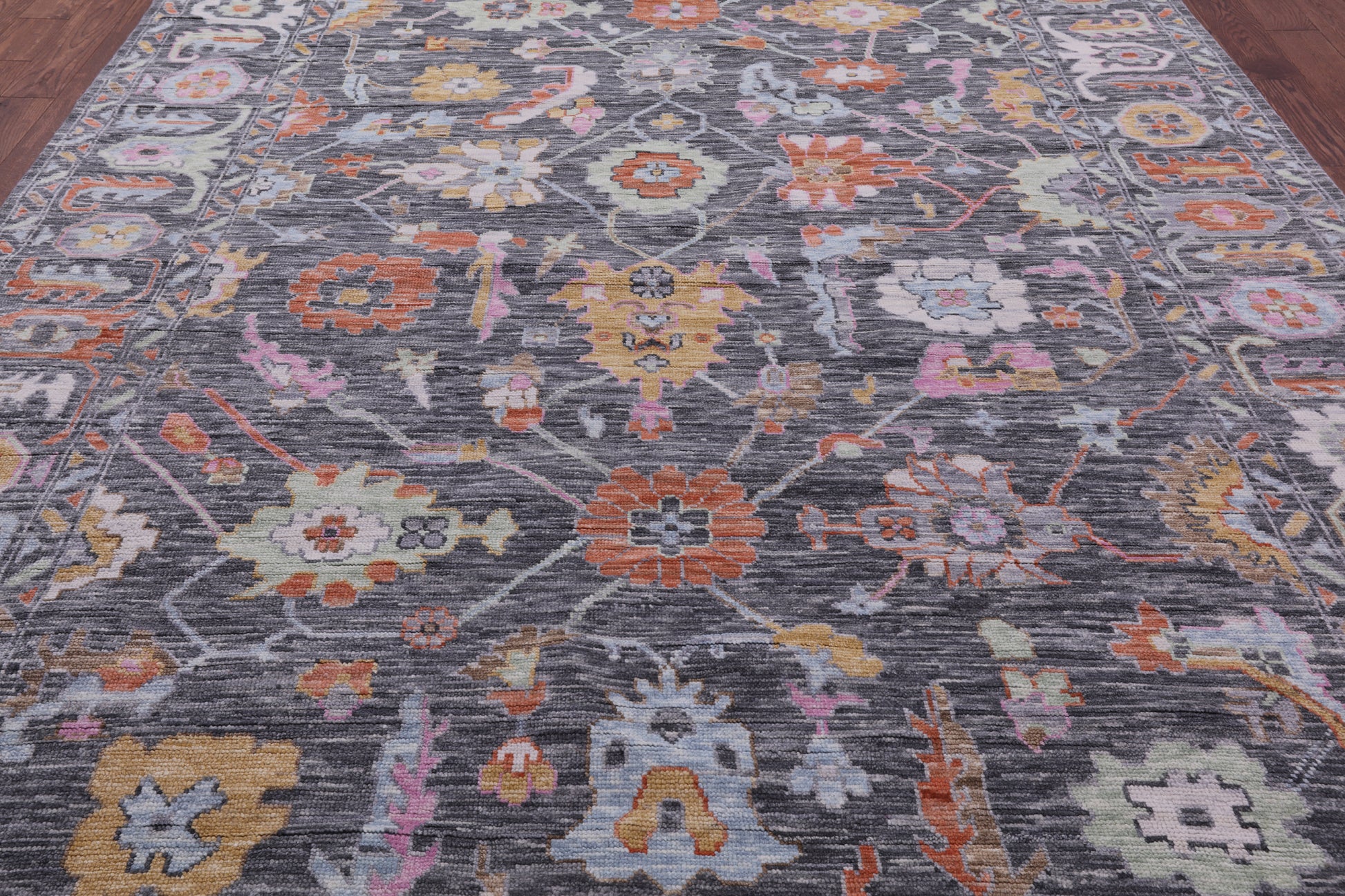 Grey Turkish Oushak Hand Knotted Wool Rug - 8' 11" X 12' 1" - Golden Nile