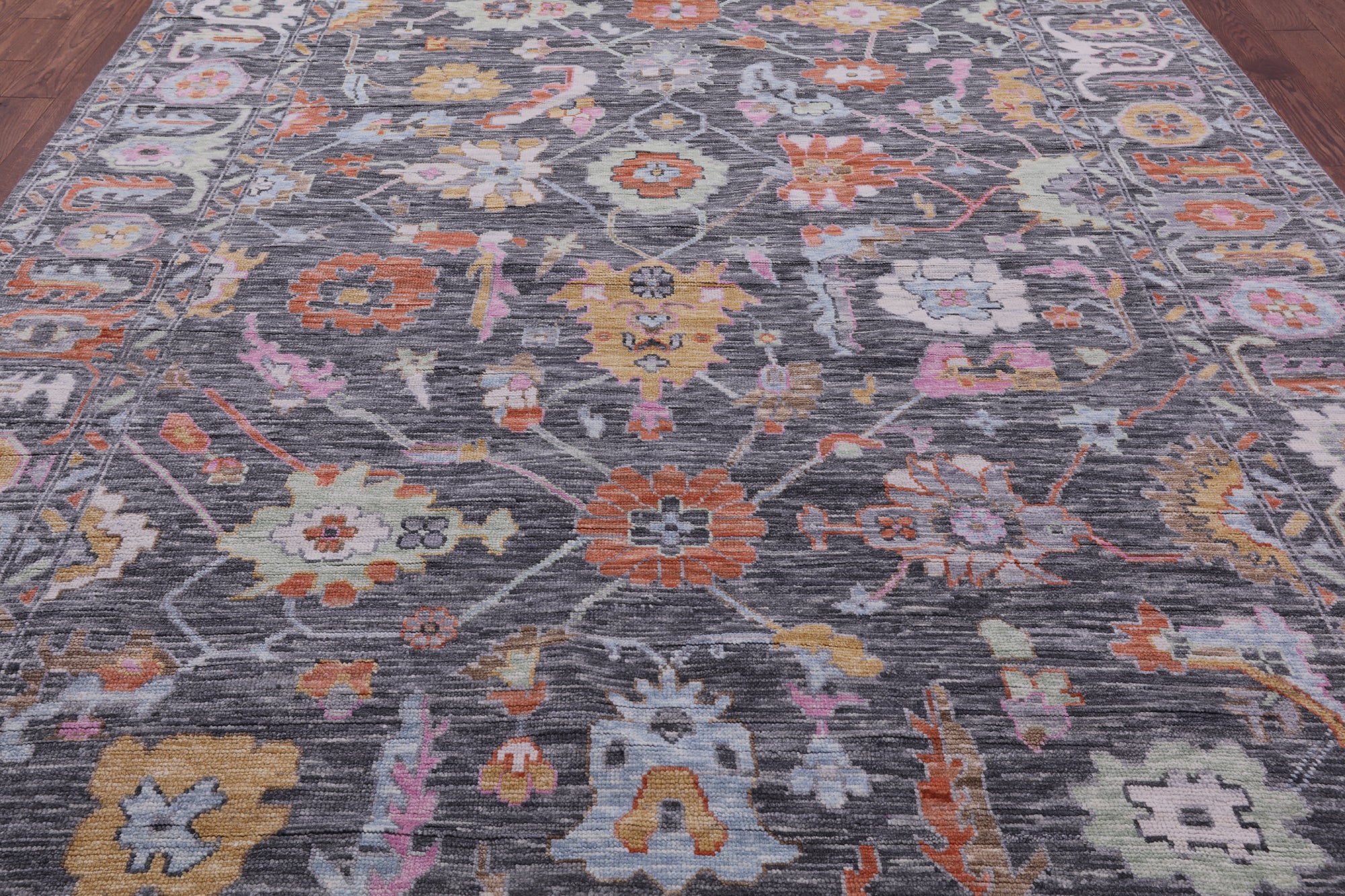 Grey Turkish Oushak Hand Knotted Wool Rug - 8' 11" X 12' 1" - Golden Nile