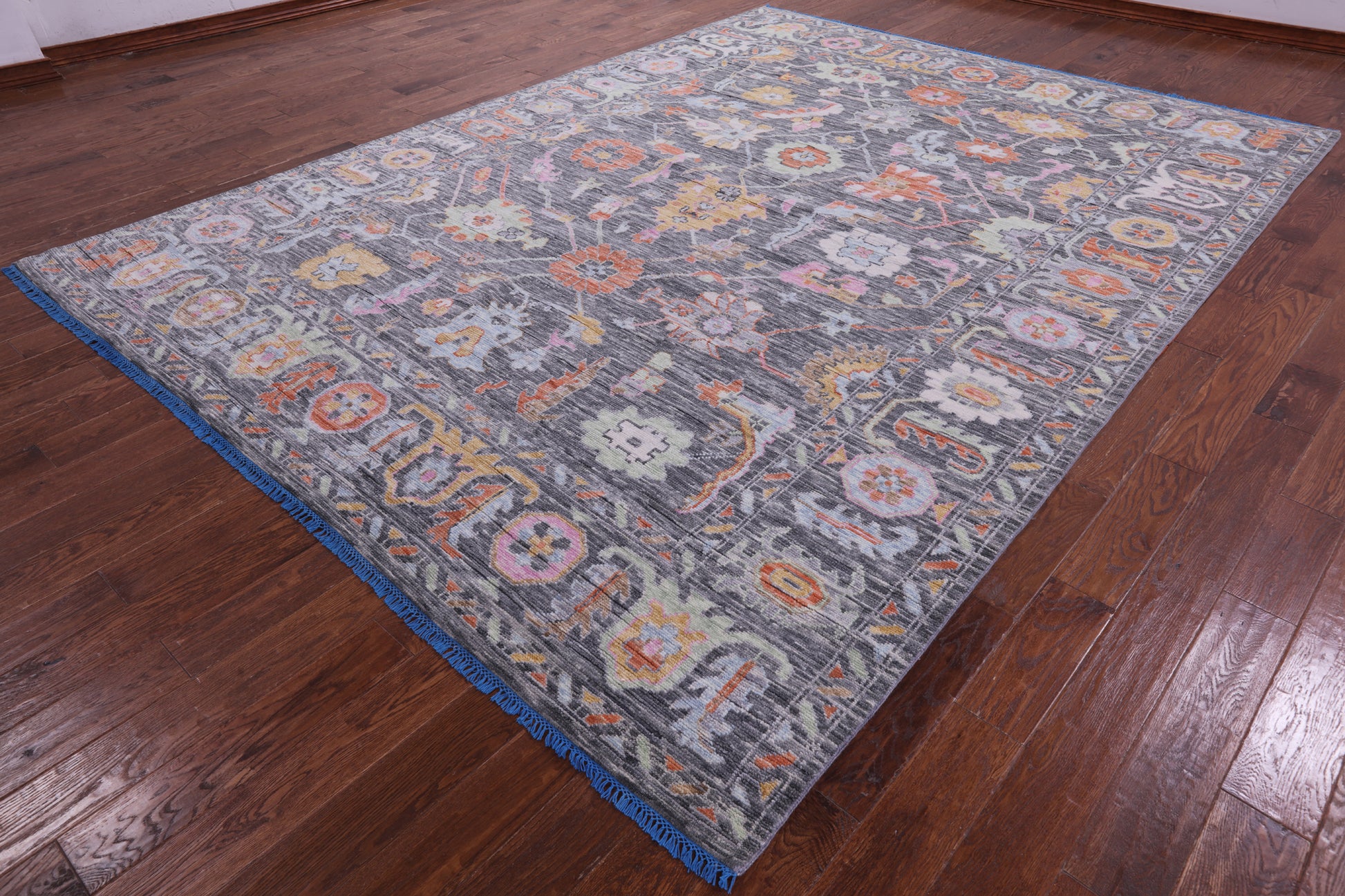 Grey Turkish Oushak Hand Knotted Wool Rug - 8' 11" X 12' 1" - Golden Nile