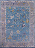 Blue Turkish Oushak Handmade Wool Rug - 8' 11" X 12' 3" - Golden Nile