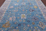 Blue Turkish Oushak Handmade Wool Rug - 8' 11" X 12' 3" - Golden Nile