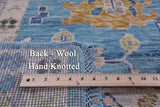 Blue Turkish Oushak Handmade Wool Rug - 8' 11" X 12' 3" - Golden Nile