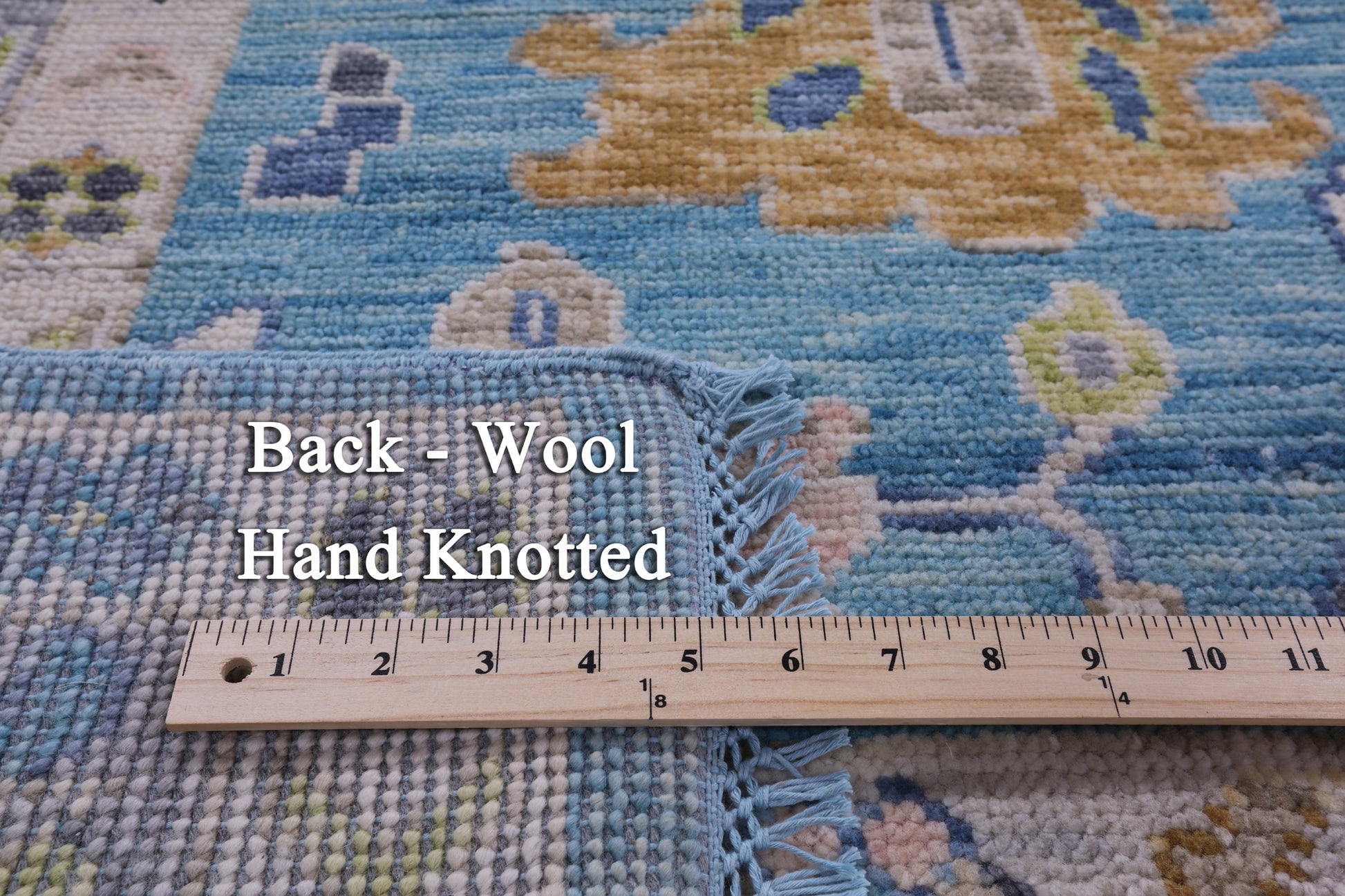 Blue Turkish Oushak Handmade Wool Rug - 8' 11" X 12' 3" - Golden Nile