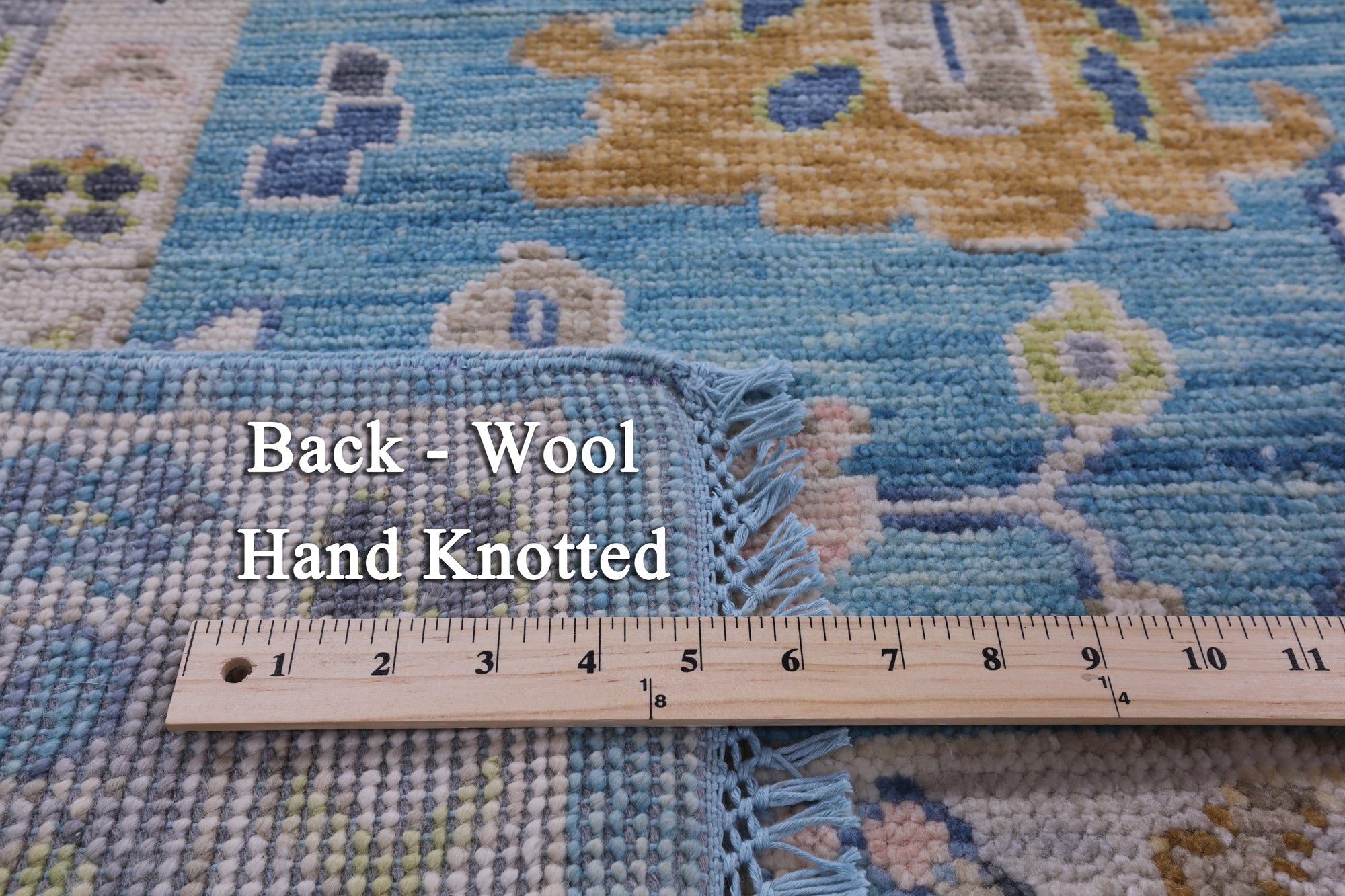 Blue Turkish Oushak Handmade Wool Rug - 8' 11" X 12' 3" - Golden Nile