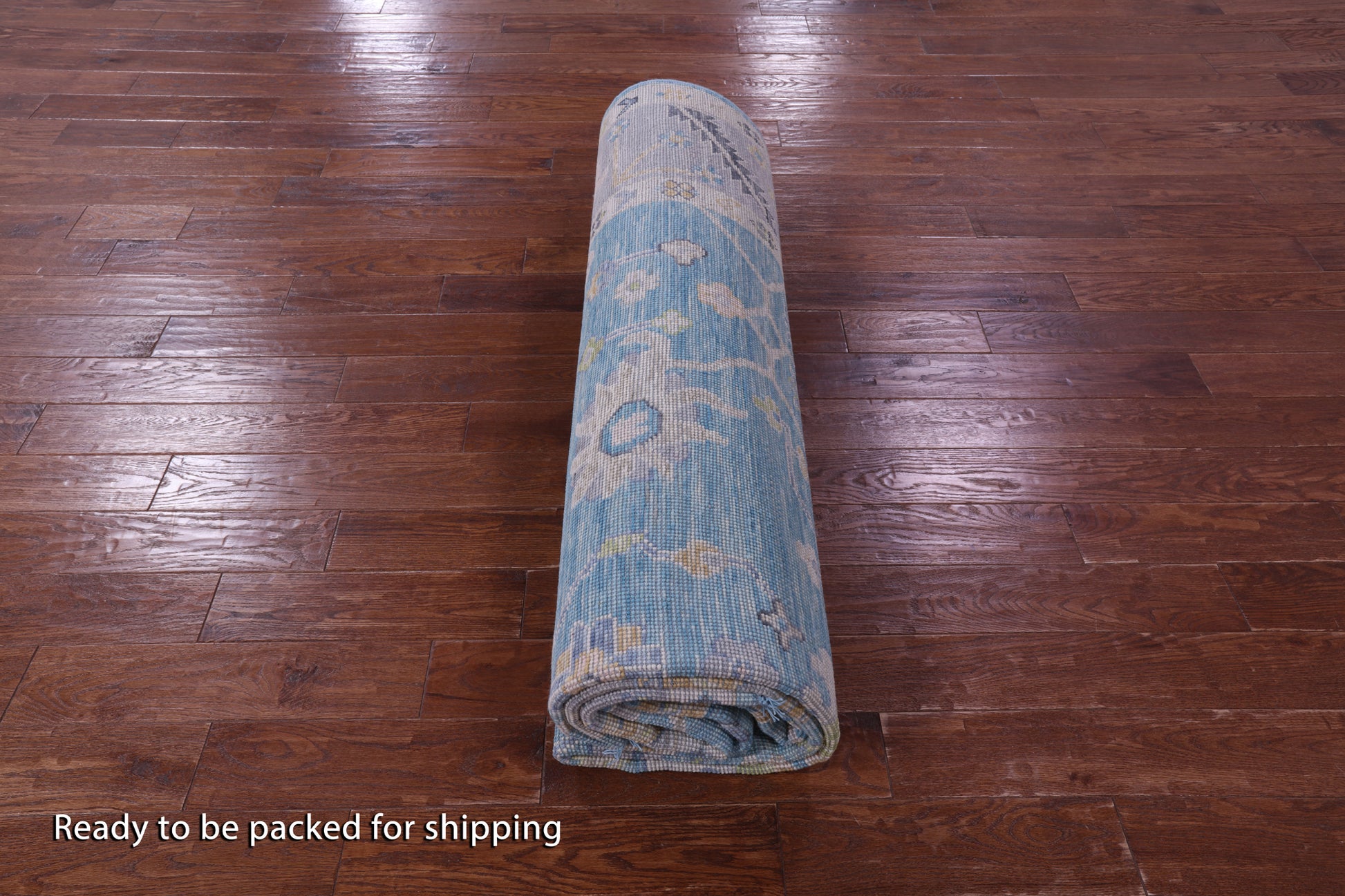 Blue Turkish Oushak Handmade Wool Rug - 8' 11" X 12' 3" - Golden Nile