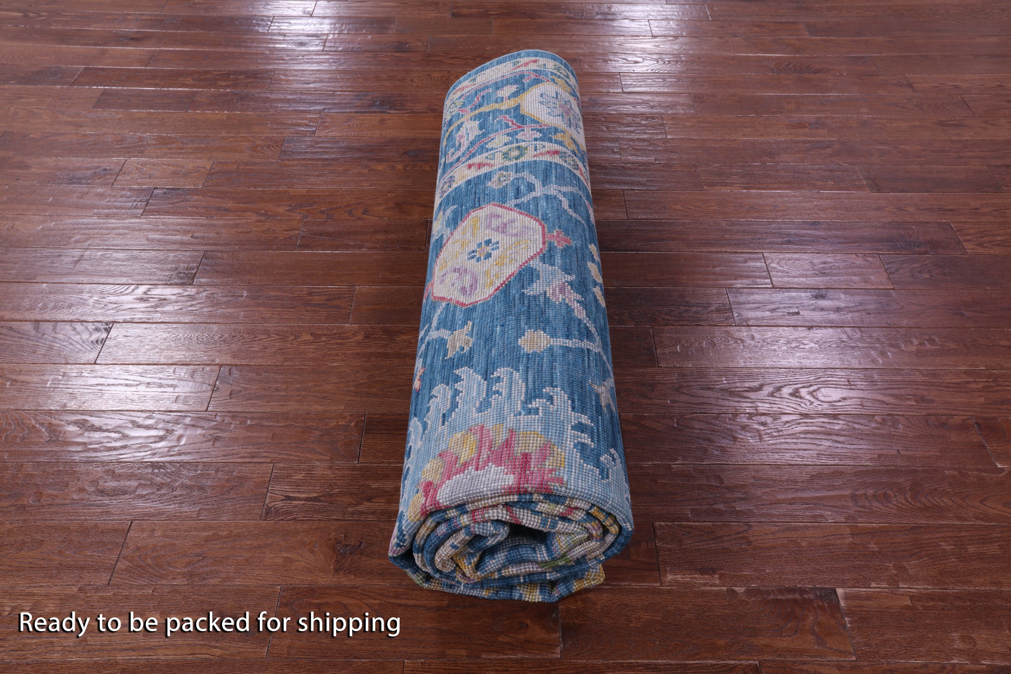 Blue Turkish Oushak Hand Knotted Wool Rug - 9' 0" X 12' 4" - Golden Nile