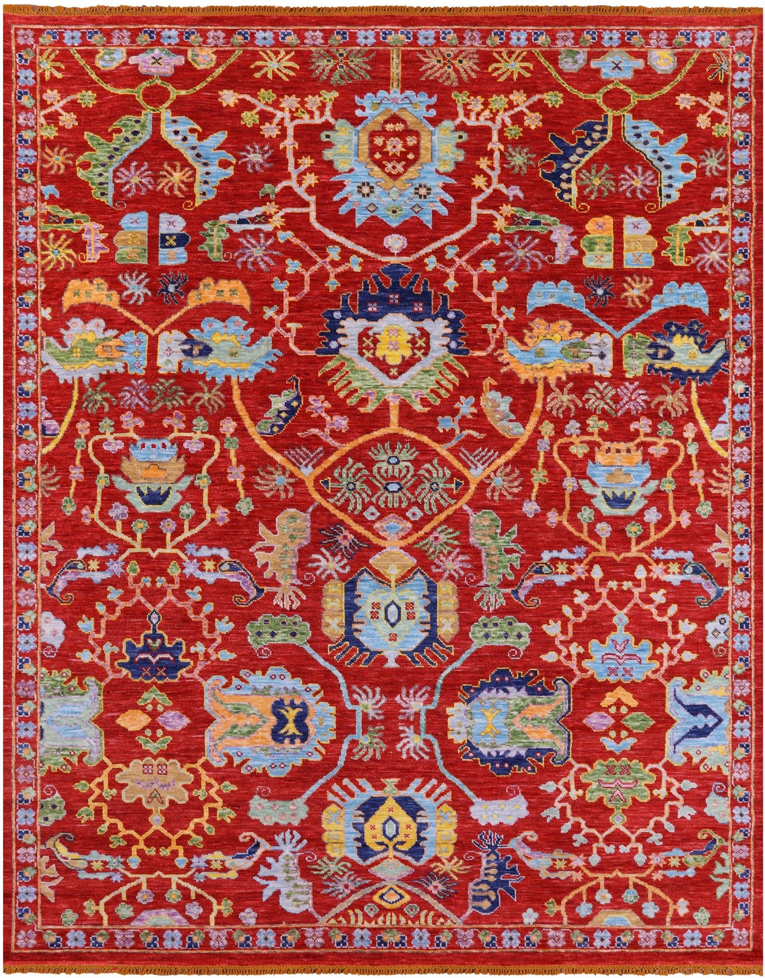 Red Heriz Serapi Handmade Wool Rug - 9' 2" X 11' 8" - Golden Nile