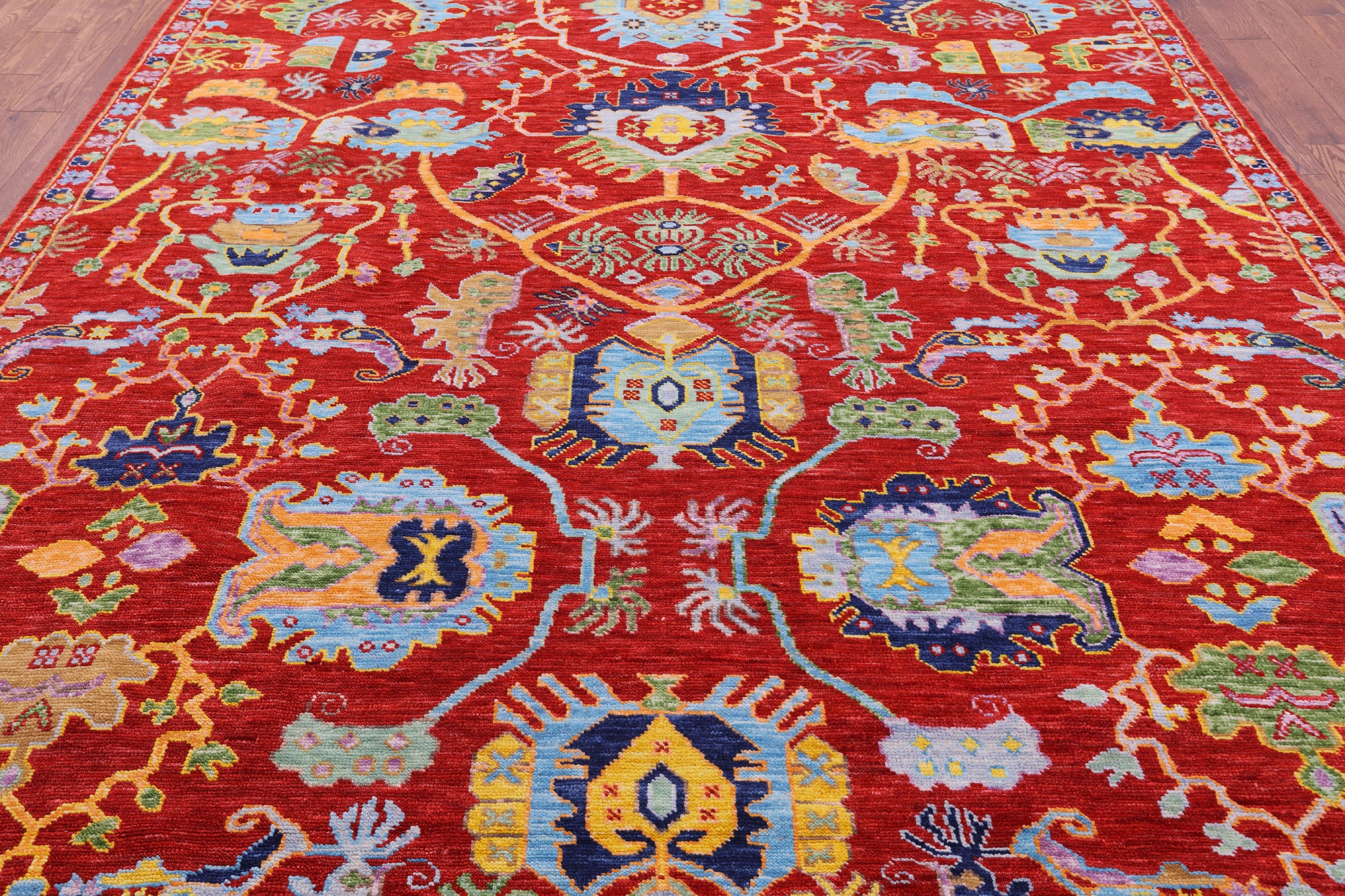 Red Heriz Serapi Handmade Wool Rug - 9' 2" X 11' 8" - Golden Nile