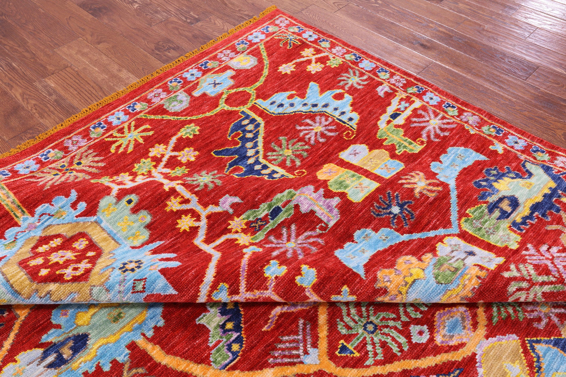 Red Heriz Serapi Handmade Wool Rug - 9' 2" X 11' 8" - Golden Nile