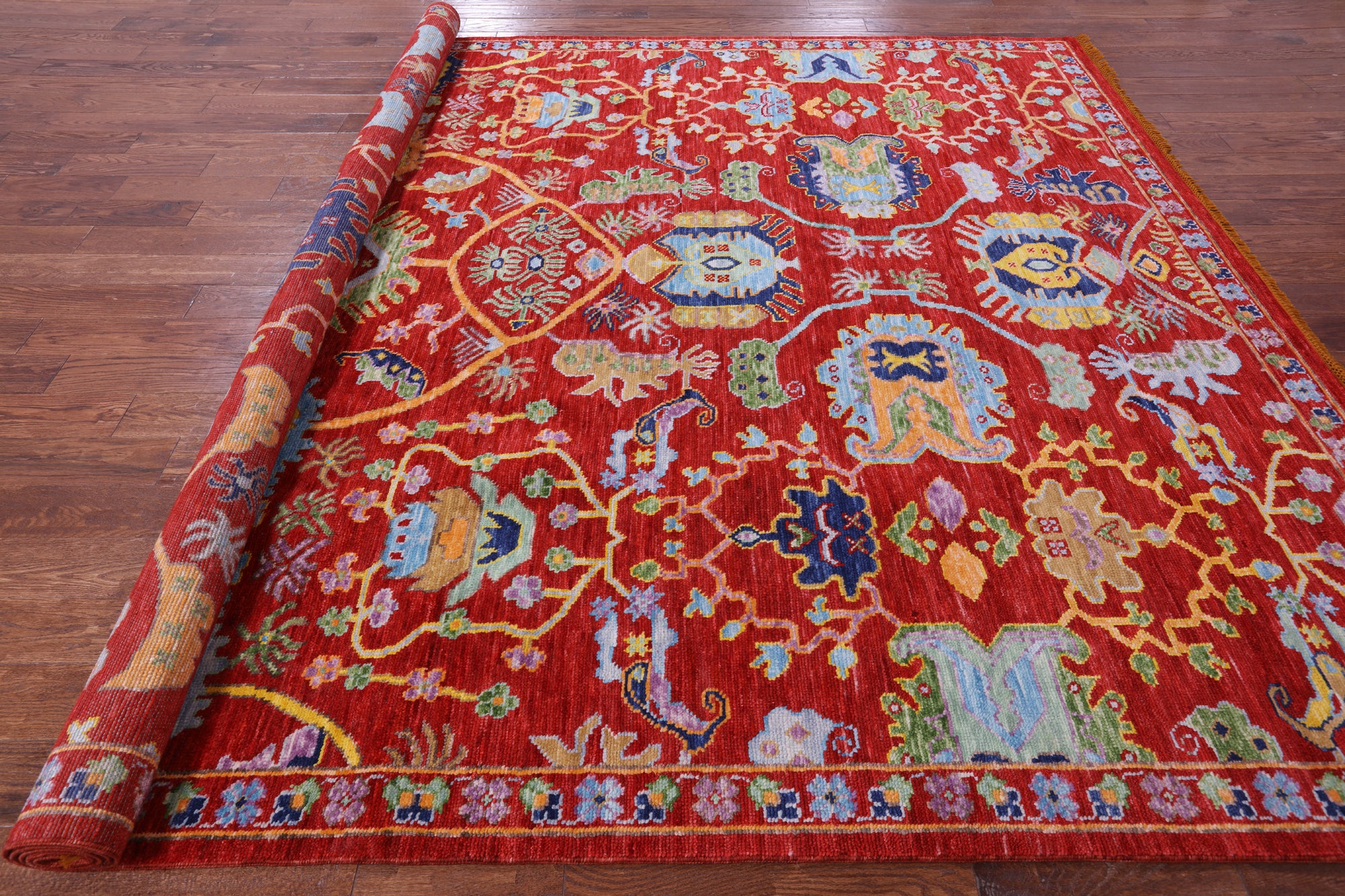 Red Heriz Serapi Handmade Wool Rug - 9' 2" X 11' 8" - Golden Nile