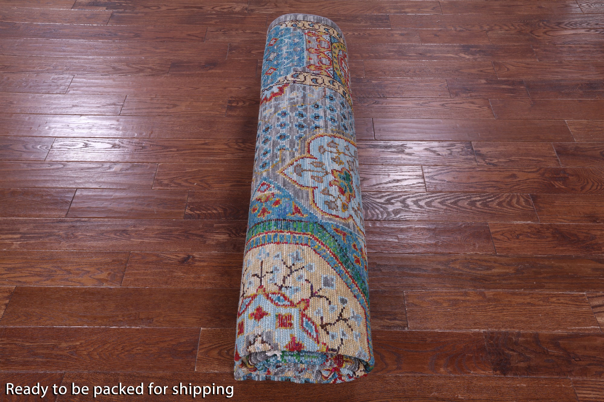 Grey Geometric Persian Mamluk Handmade Wool Rug - 9' 1" X 12' 3" - Golden Nile