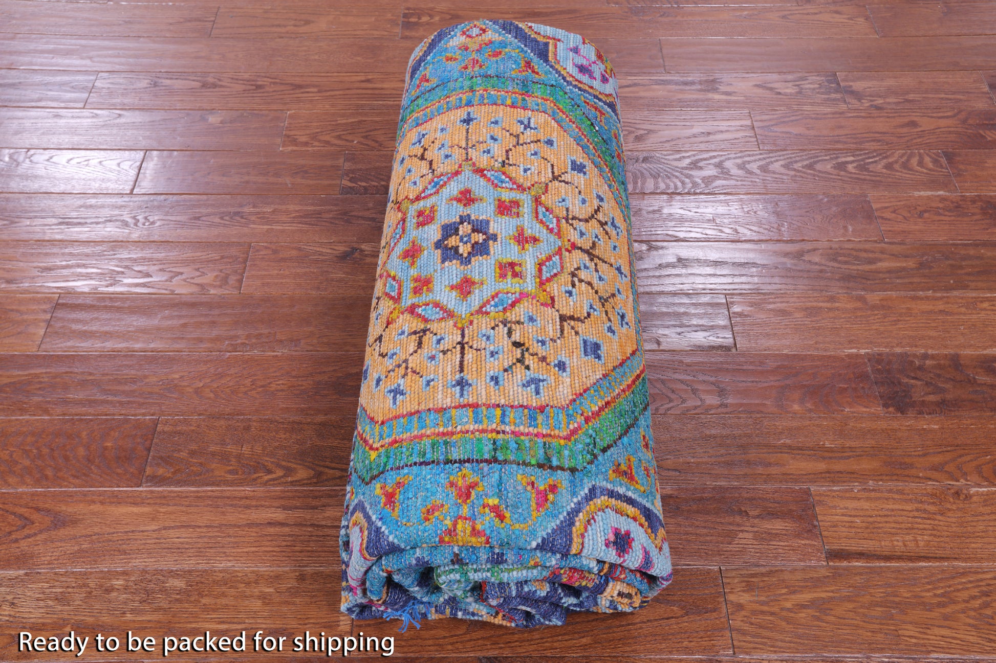 Blue Geometric Persian Mamluk Hand Knotted Wool Rug - 9' 0" X 12' 3" - Golden Nile