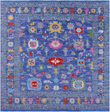 Blue Square Turkish Oushak Hand Knotted Wool Rug - 11' 1" X 11' 1" - Golden Nile