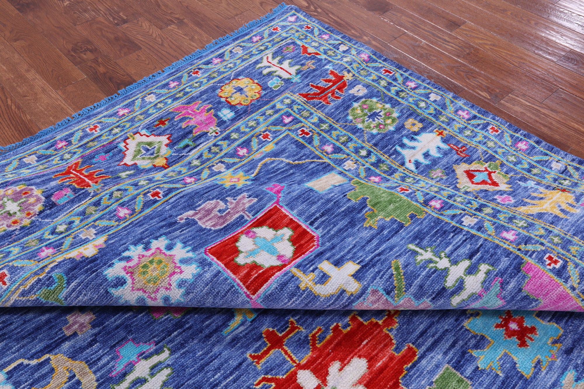 Blue Square Turkish Oushak Hand Knotted Wool Rug - 11' 1" X 11' 1" - Golden Nile