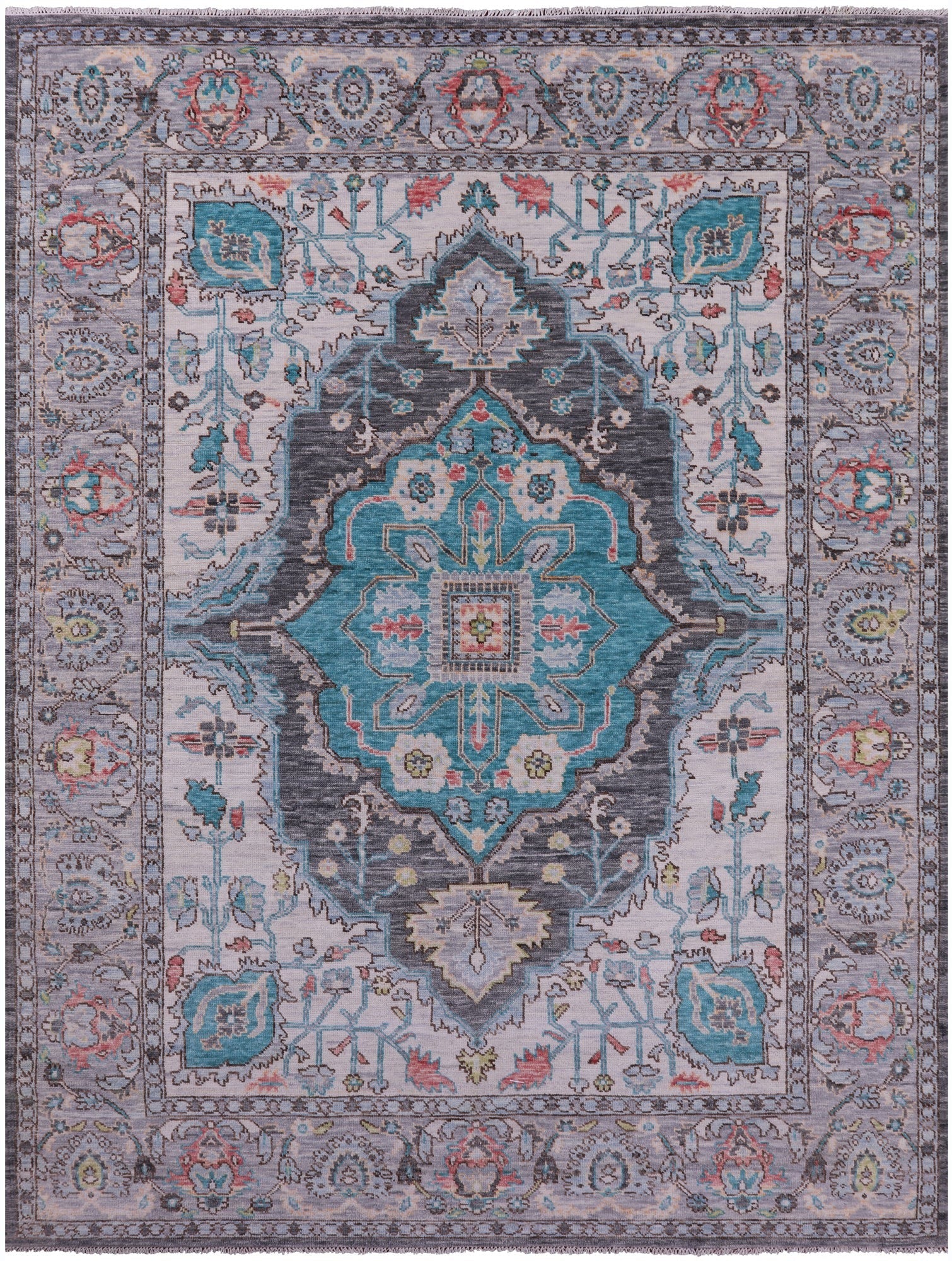 Grey Heriz Serapi Hand Knotted Wool Rug - 8' 10" X 11' 11" - Golden Nile