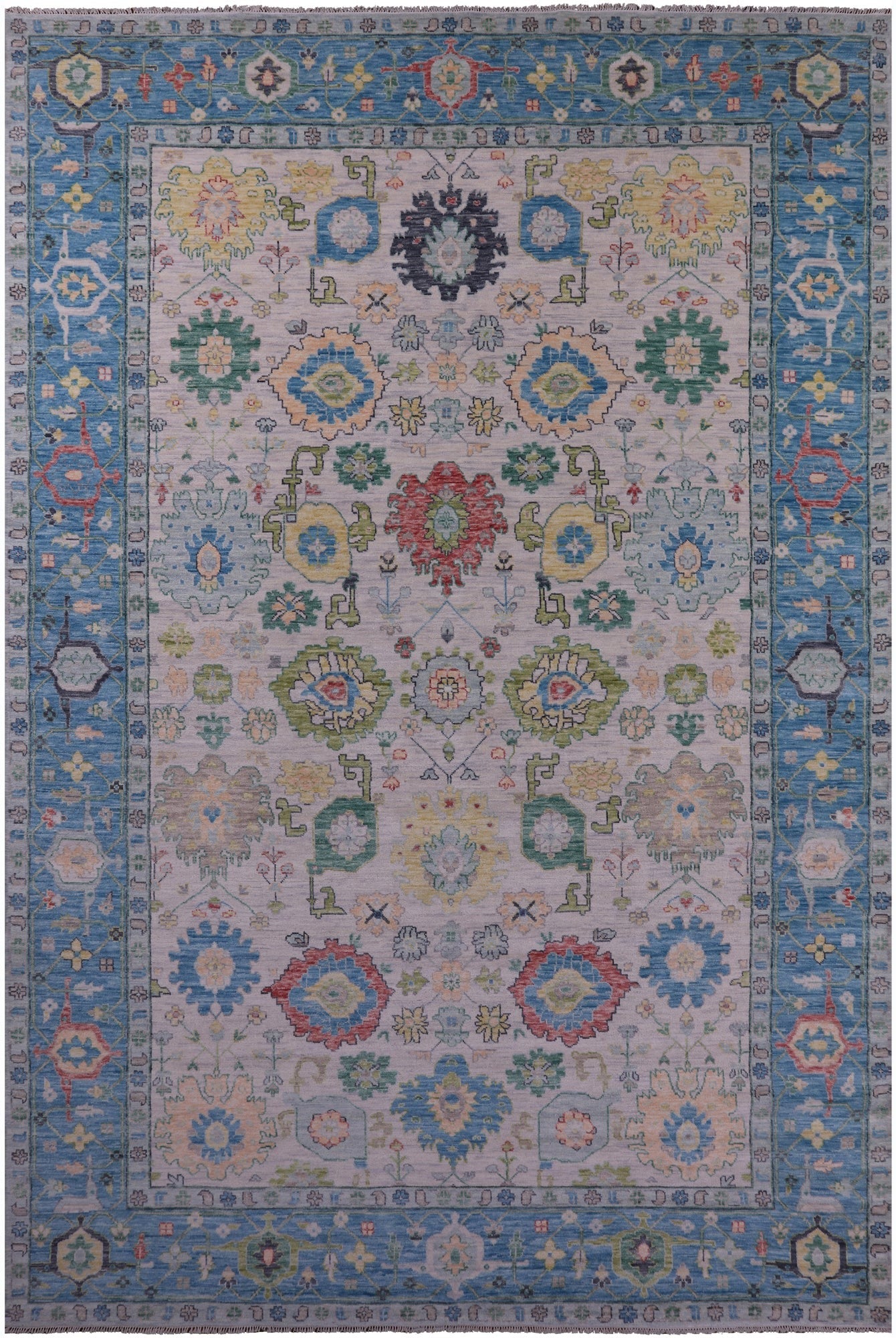 Grey Turkish Oushak Hand Knotted Wool Rug - 11' 11" X 18' 1" - Golden Nile
