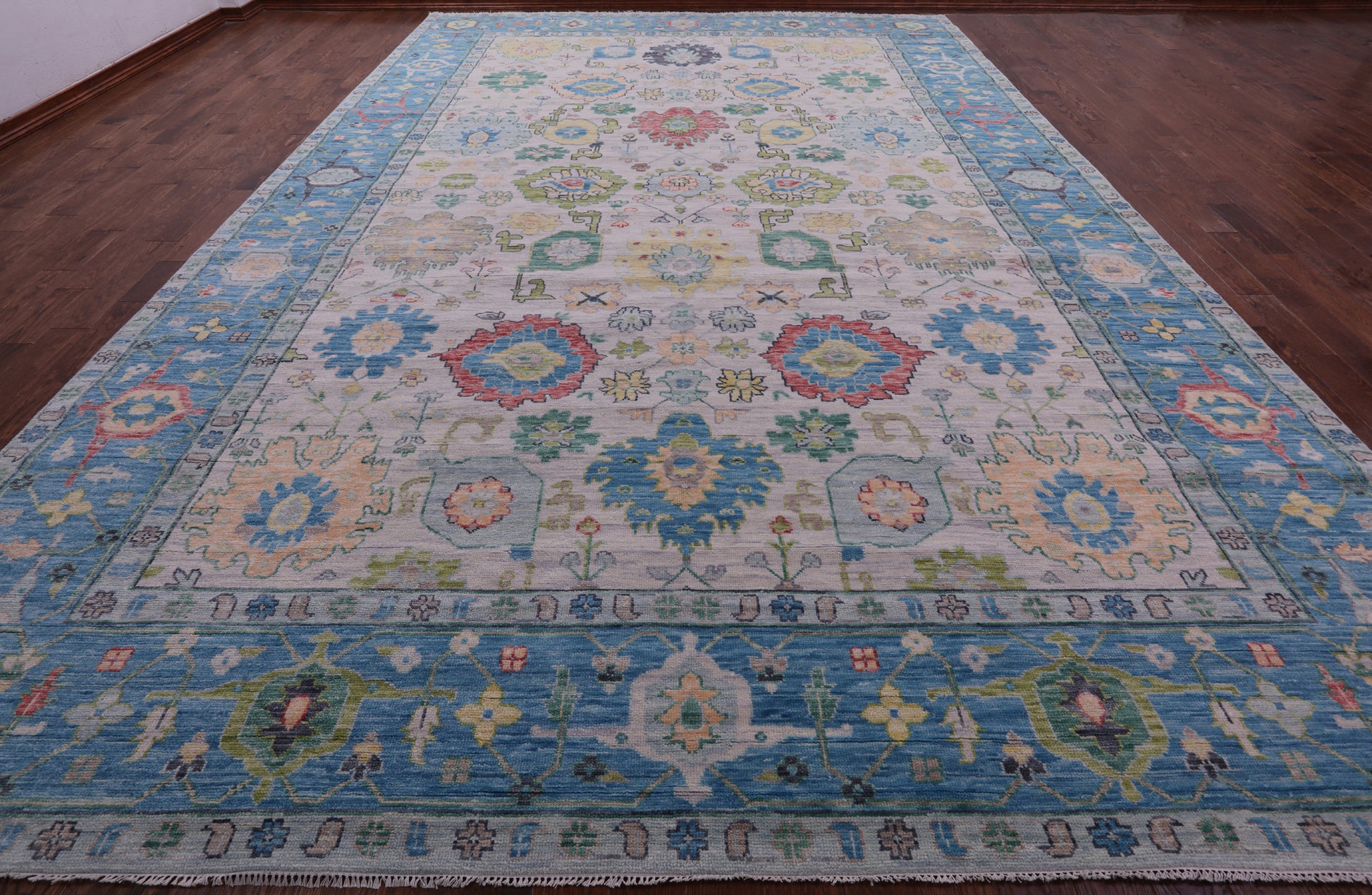 Grey Turkish Oushak Hand Knotted Wool Rug - 11' 11" X 18' 1" - Golden Nile