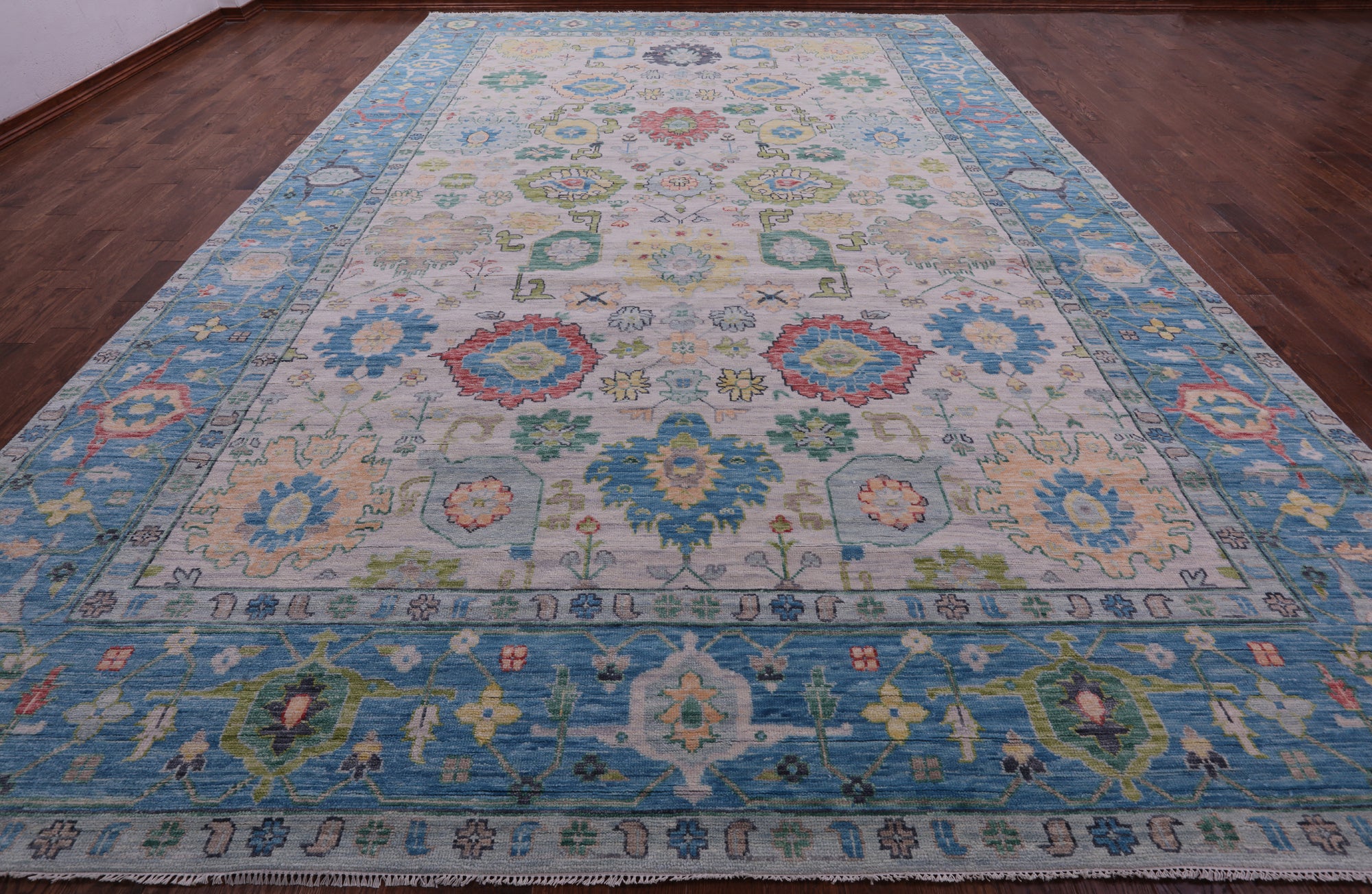 Grey Turkish Oushak Hand Knotted Wool Rug - 11' 11" X 18' 1" - Golden Nile