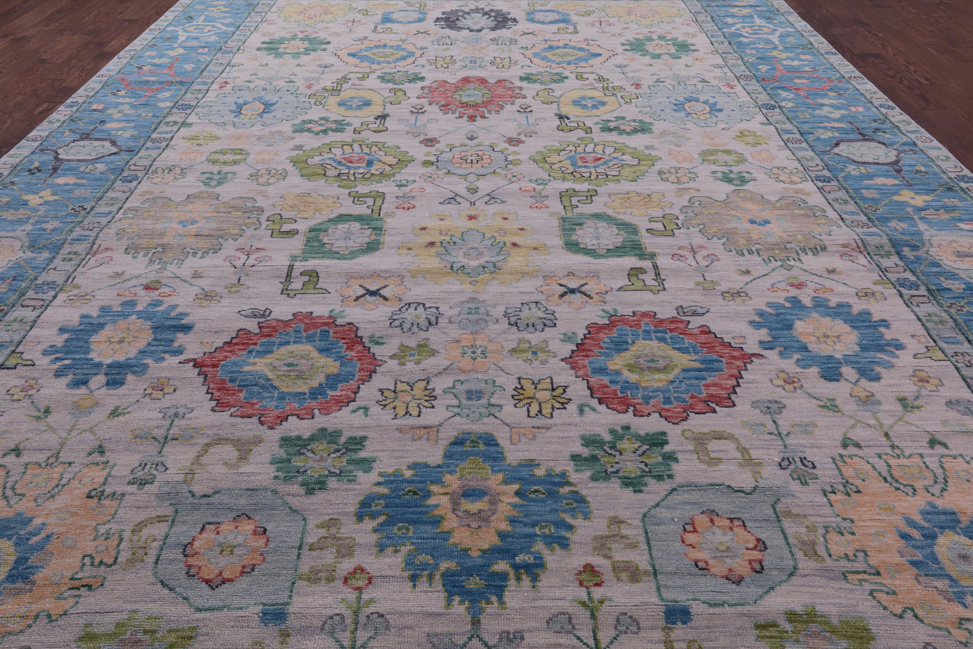 Grey Turkish Oushak Hand Knotted Wool Rug - 11' 11" X 18' 1" - Golden Nile