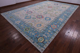 Grey Turkish Oushak Hand Knotted Wool Rug - 11' 11" X 18' 1" - Golden Nile
