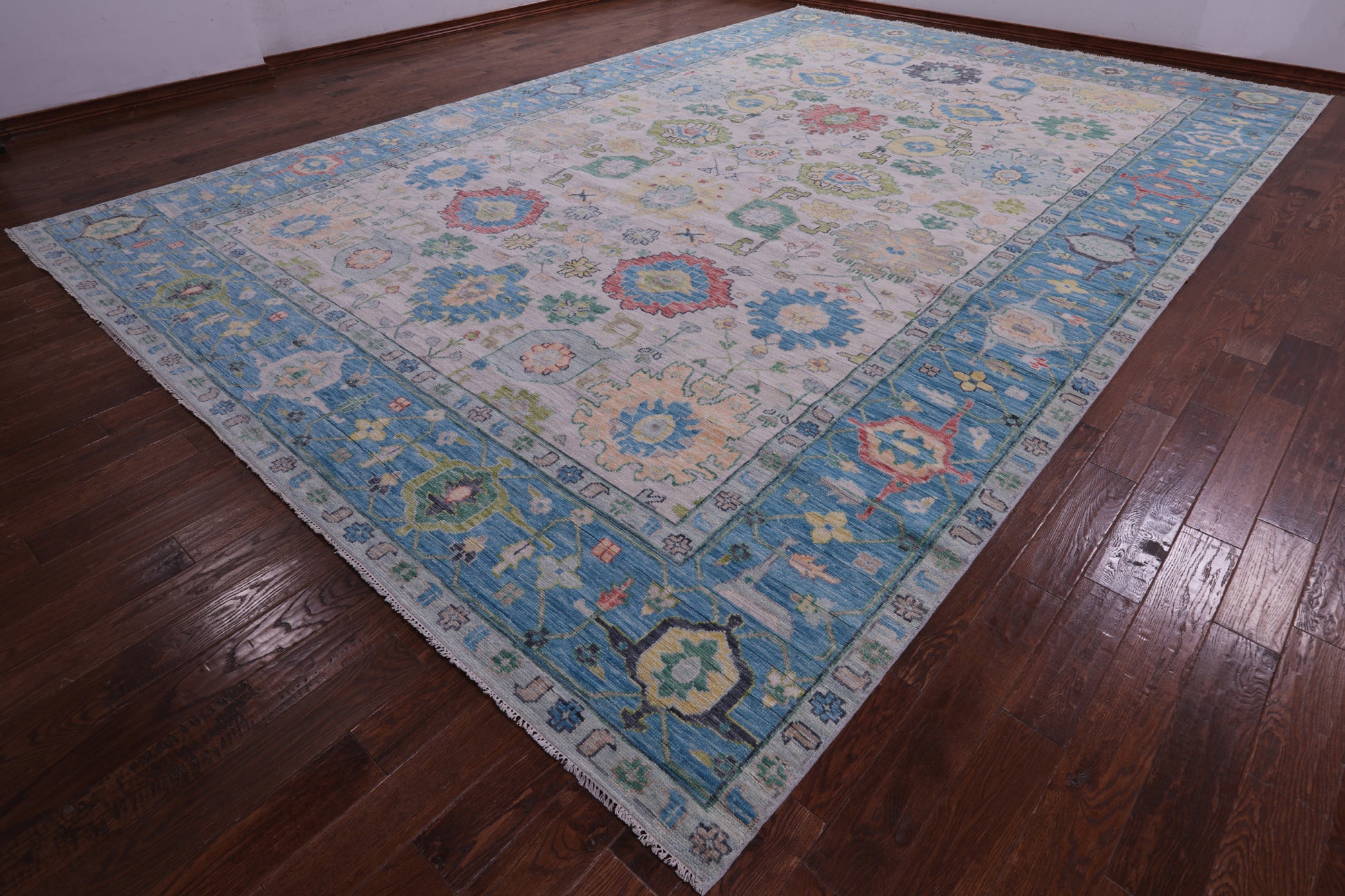 Grey Turkish Oushak Hand Knotted Wool Rug - 11' 11" X 18' 1" - Golden Nile