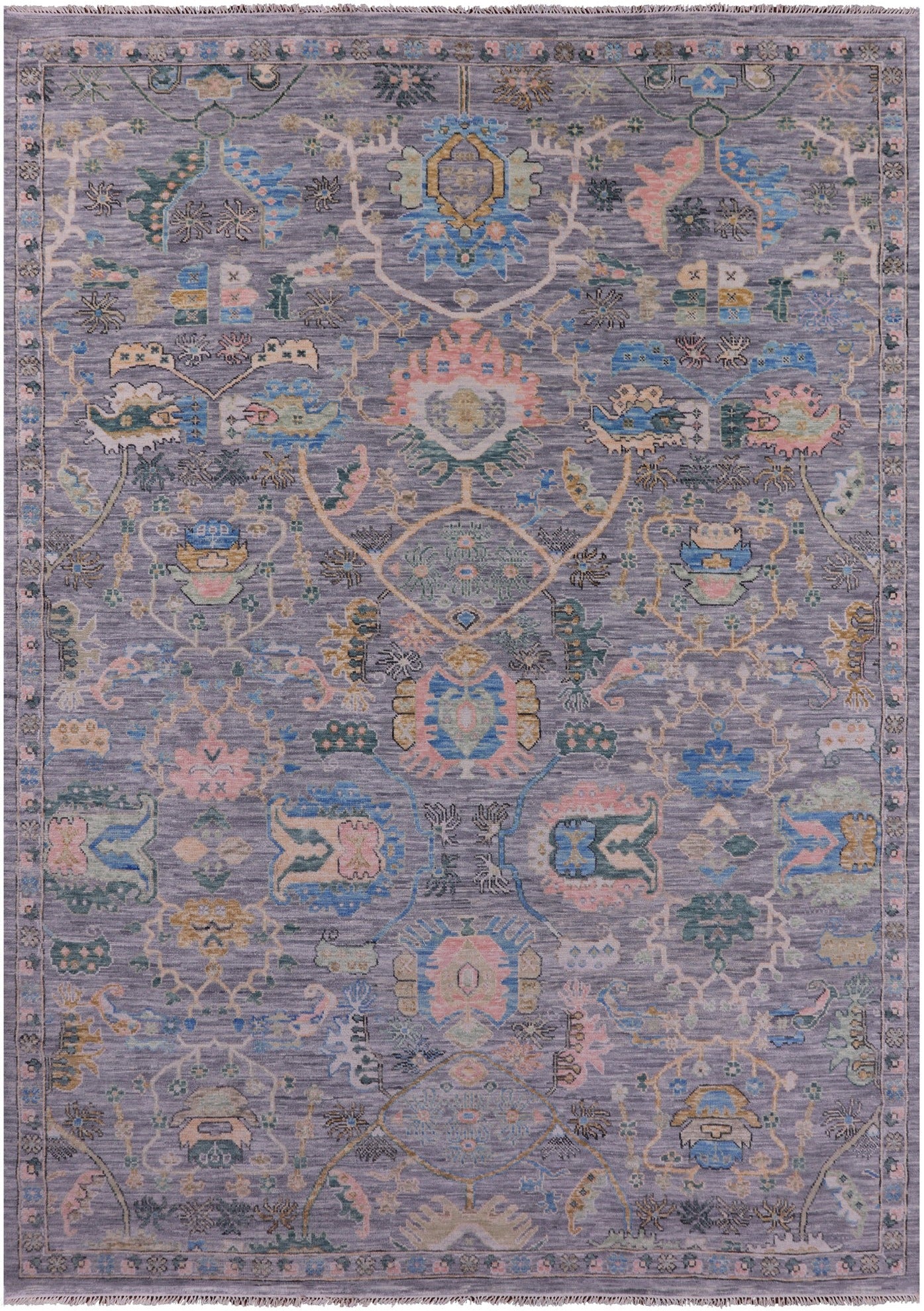 Grey Turkish Oushak Hand Knotted Wool Rug - 10' 2" X 14' 1" - Golden Nile