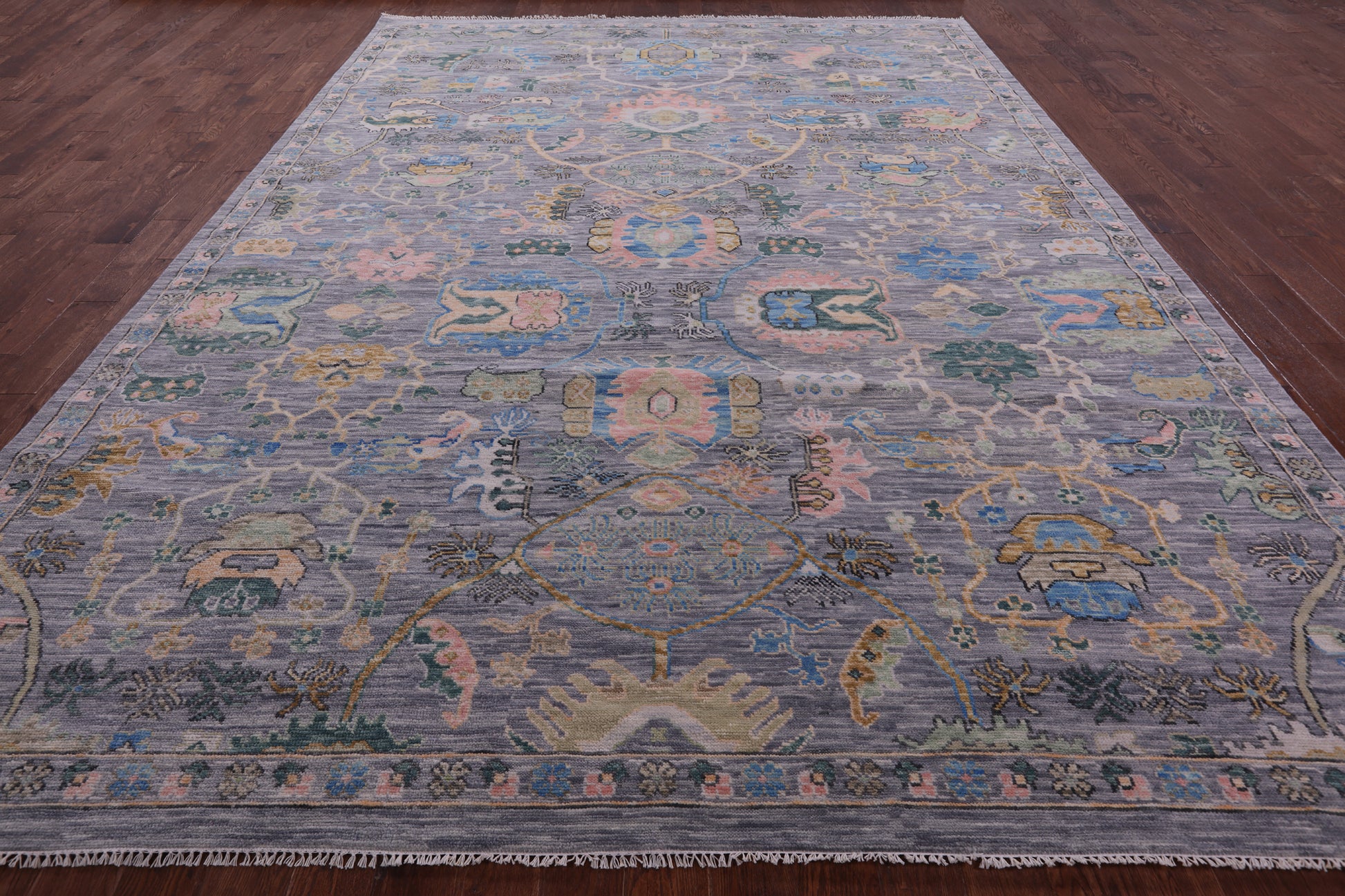 Grey Turkish Oushak Hand Knotted Wool Rug - 10' 2" X 14' 1" - Golden Nile