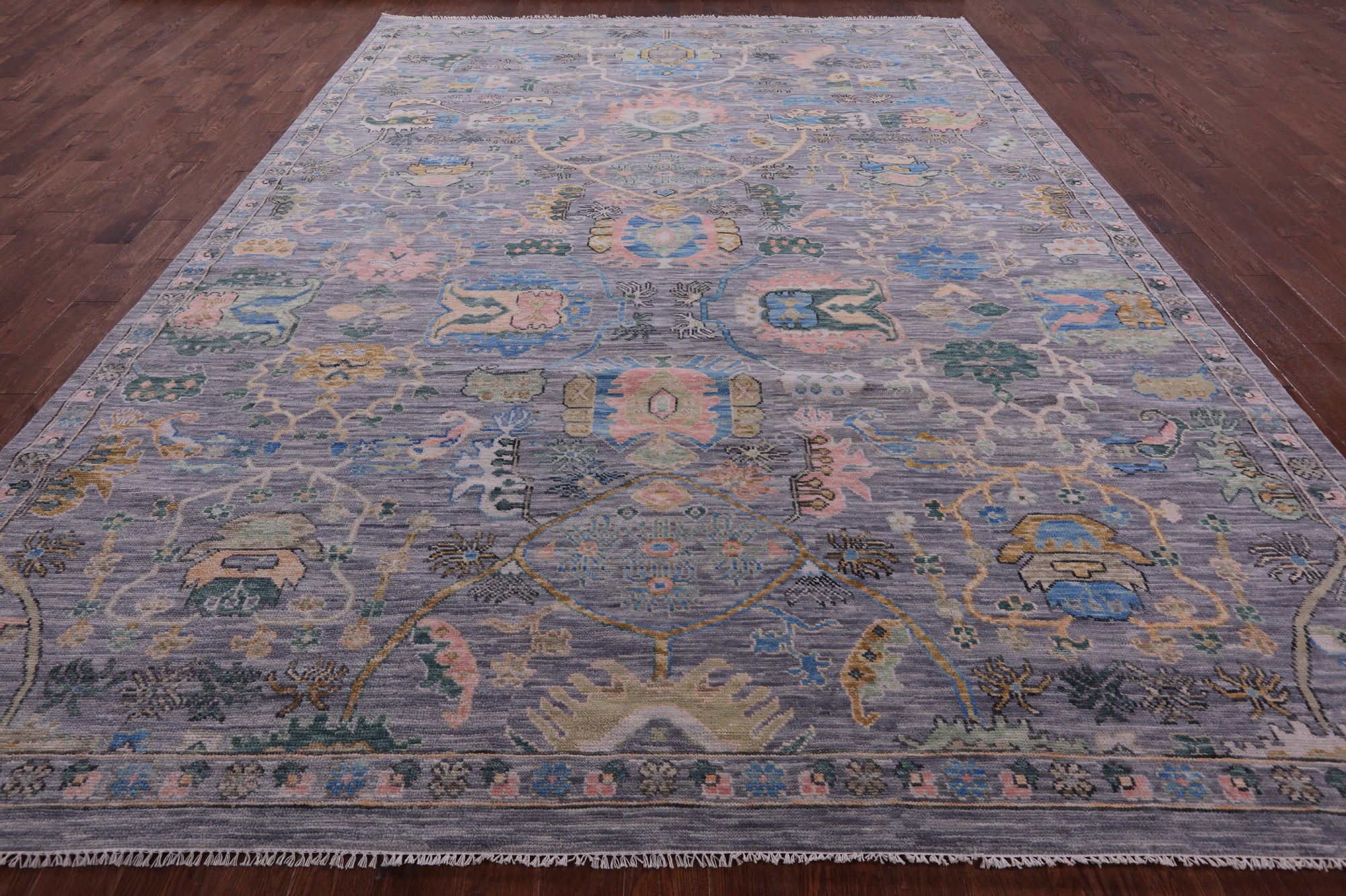 Grey Turkish Oushak Hand Knotted Wool Rug - 10' 2" X 14' 1" - Golden Nile