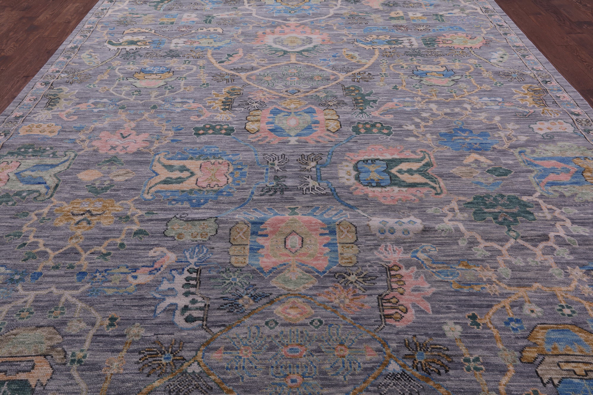 Grey Turkish Oushak Hand Knotted Wool Rug - 10' 2" X 14' 1" - Golden Nile