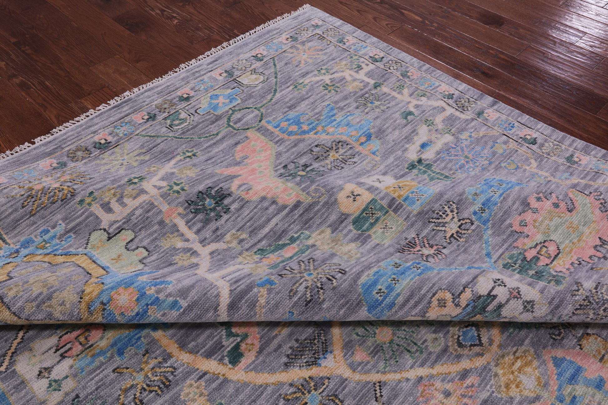 Grey Turkish Oushak Hand Knotted Wool Rug - 10' 2" X 14' 1" - Golden Nile
