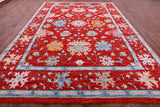Red Turkish Oushak Hand Knotted Wool Rug - 10' 4" X 14' 1" - Golden Nile