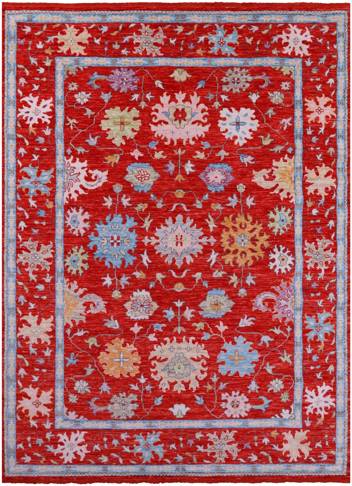 Red Turkish Oushak Hand Knotted Wool Rug - 10' 4" X 14' 1" - Golden Nile