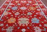 Red Turkish Oushak Hand Knotted Wool Rug - 10' 4" X 14' 1" - Golden Nile